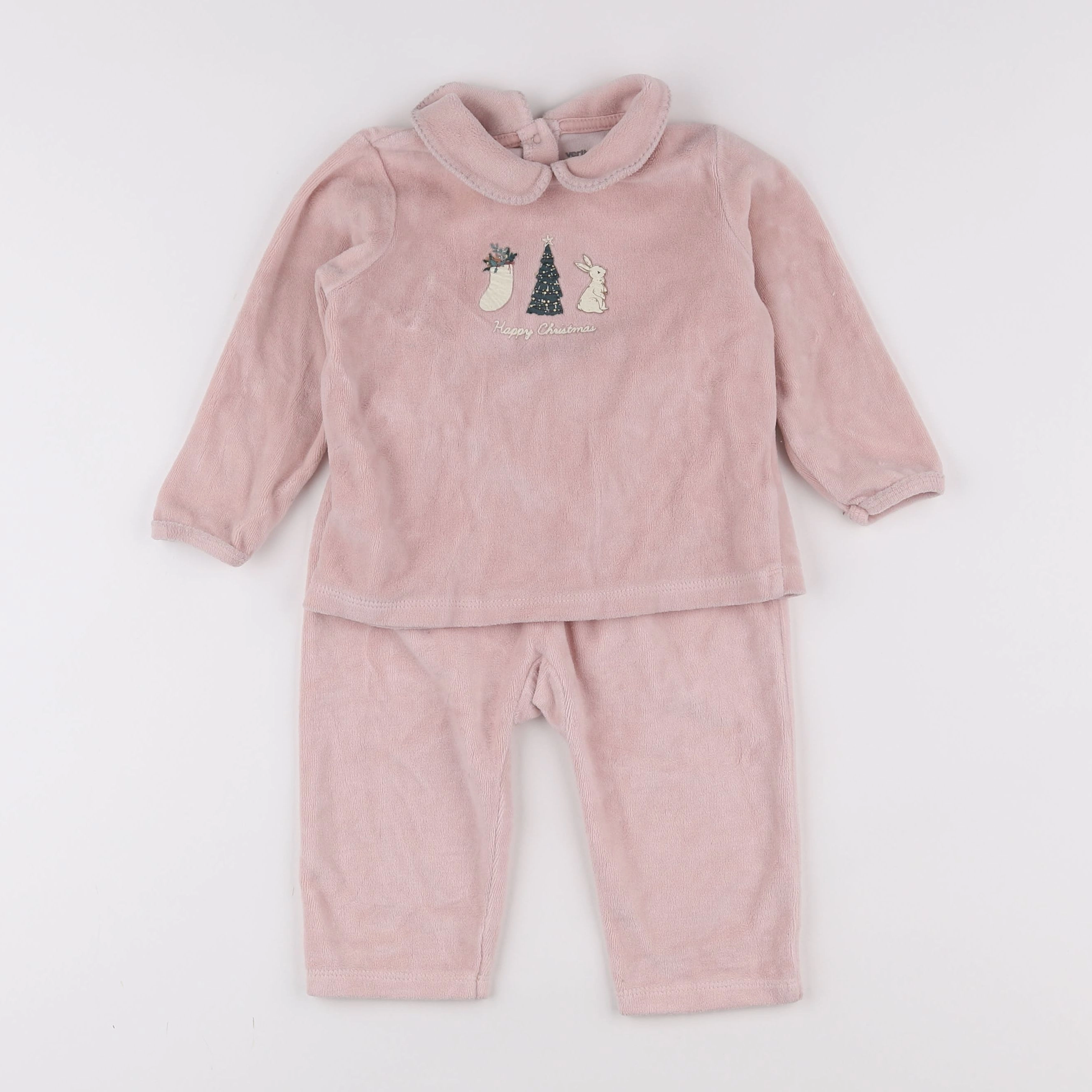 Vertbaudet - pyjama velours rose - 2 ans