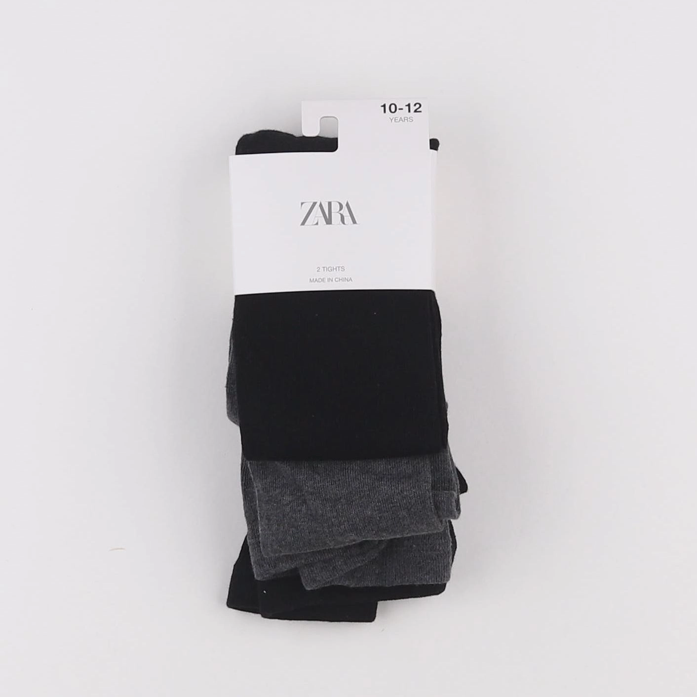 Zara - lot de 2 collants noir, gris - 10/12 ans