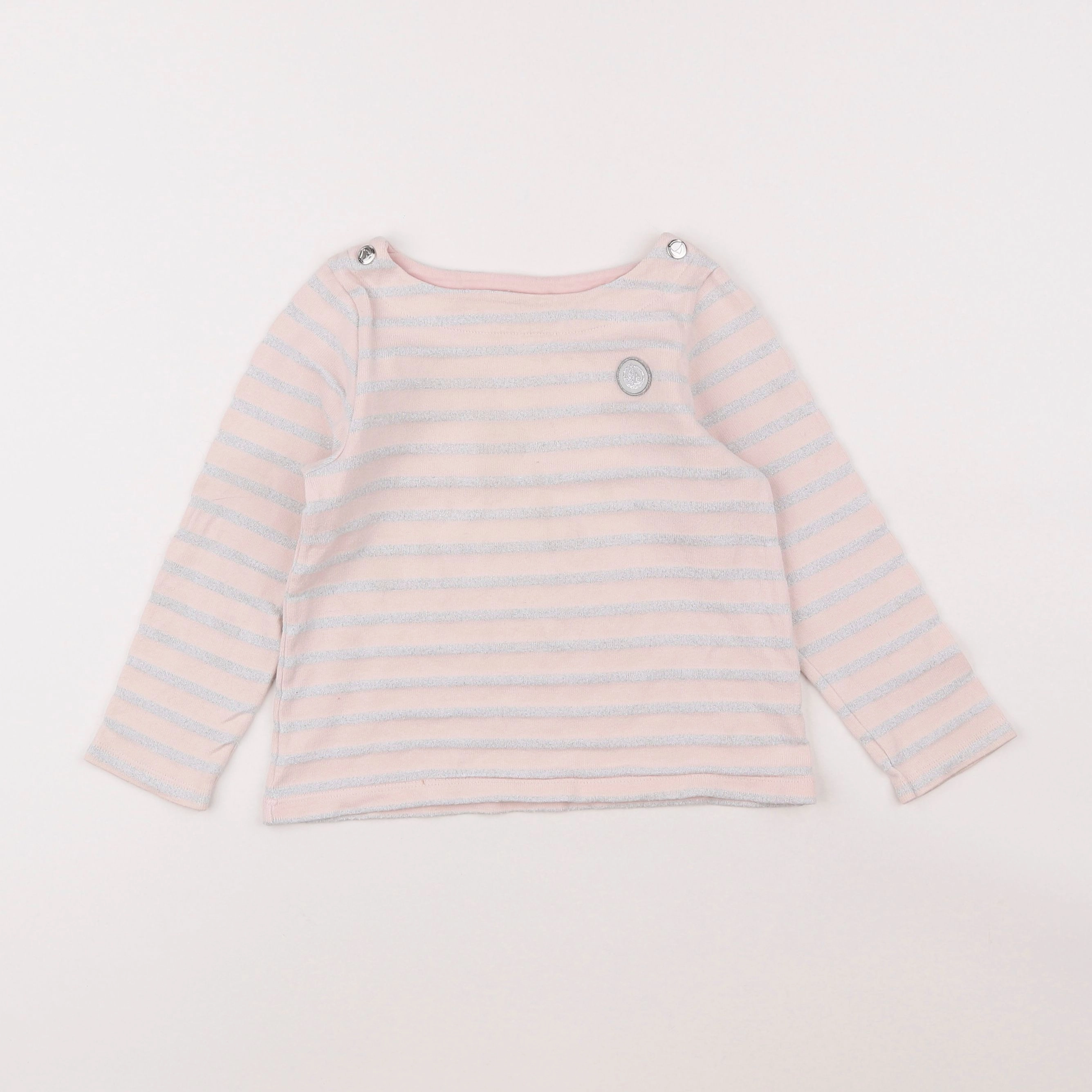 Petit Bateau - tee-shirt rose, argent - 2 ans