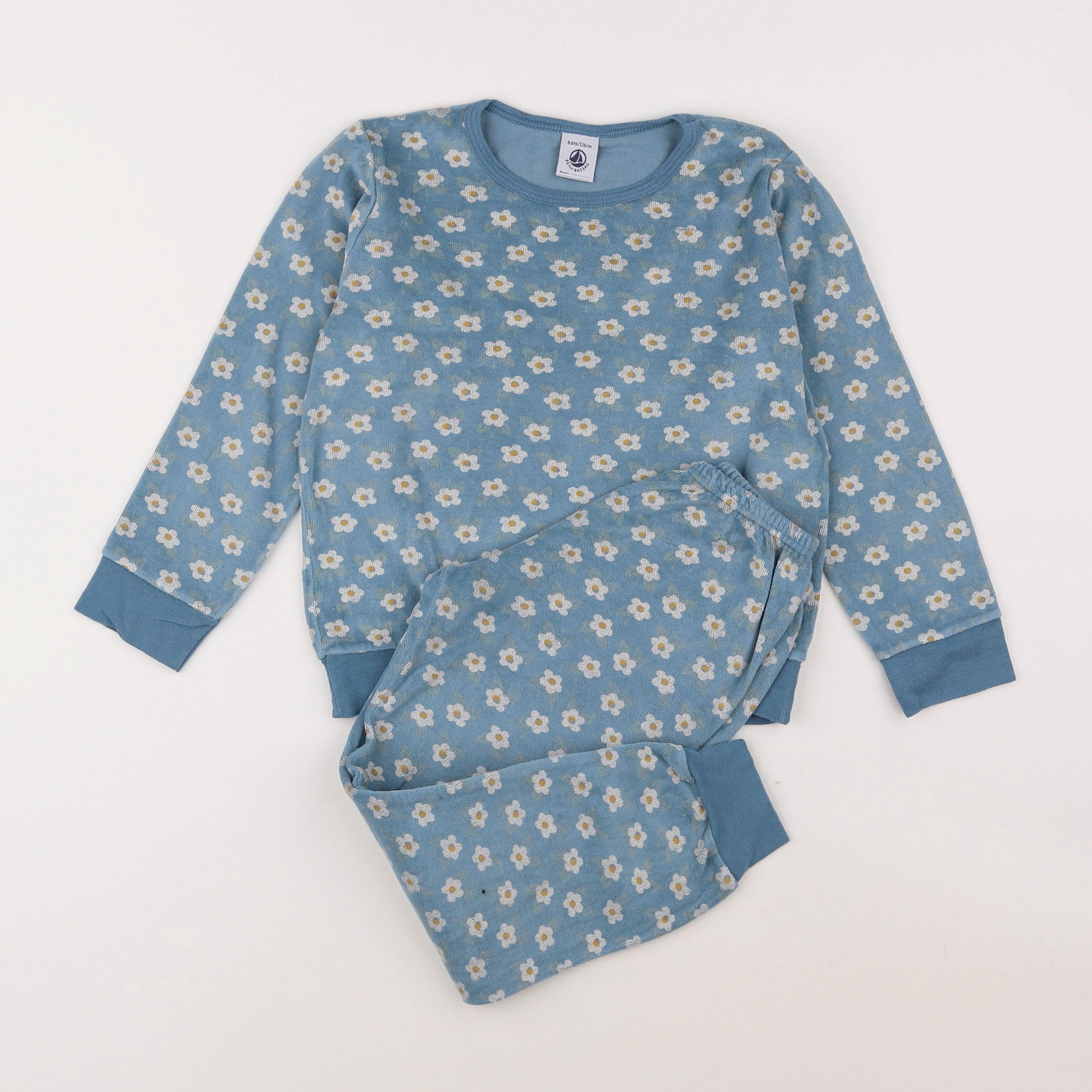 Petit Bateau - pyjama velours bleu - 6 ans