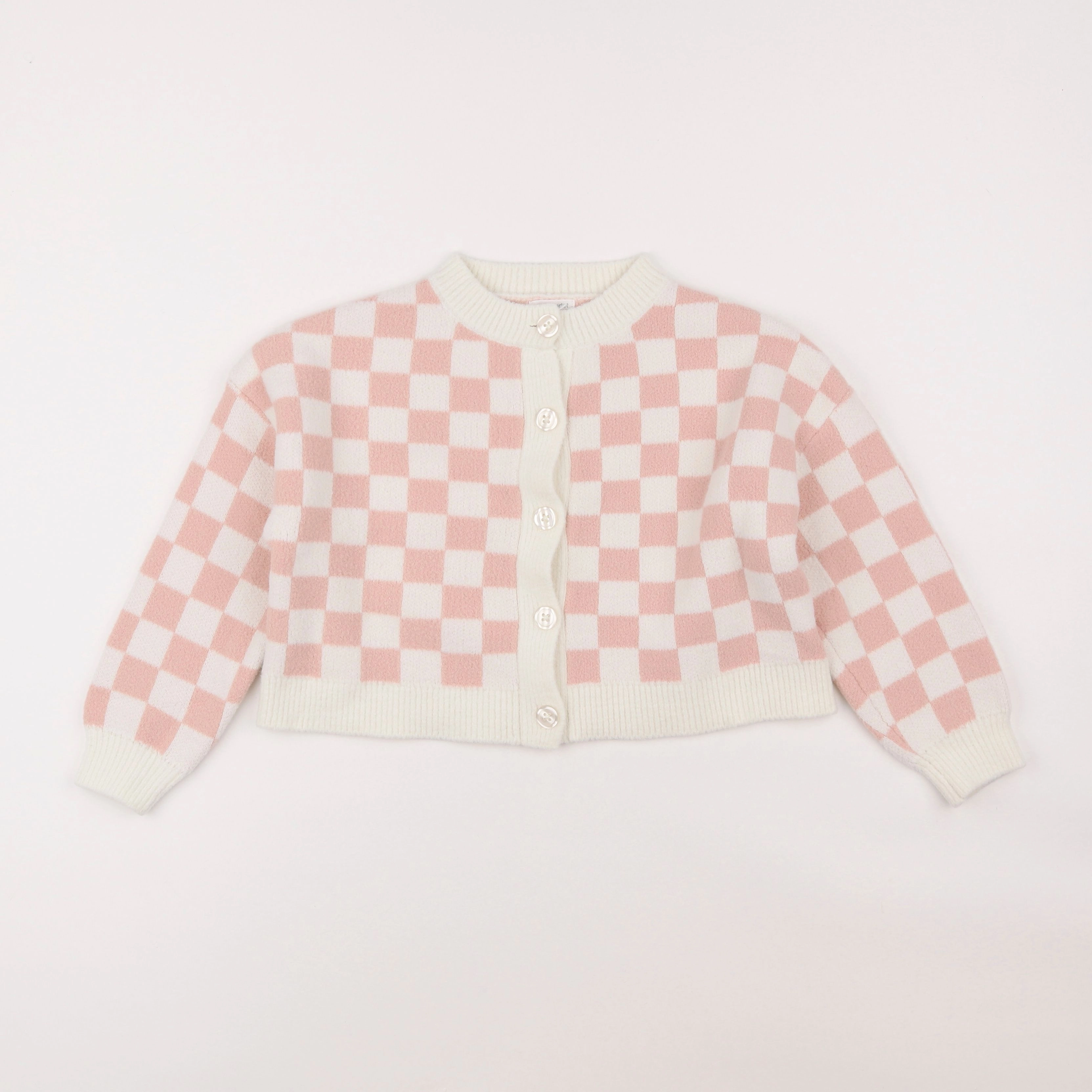 Vertbaudet - gilet rose, blanc - 6 ans