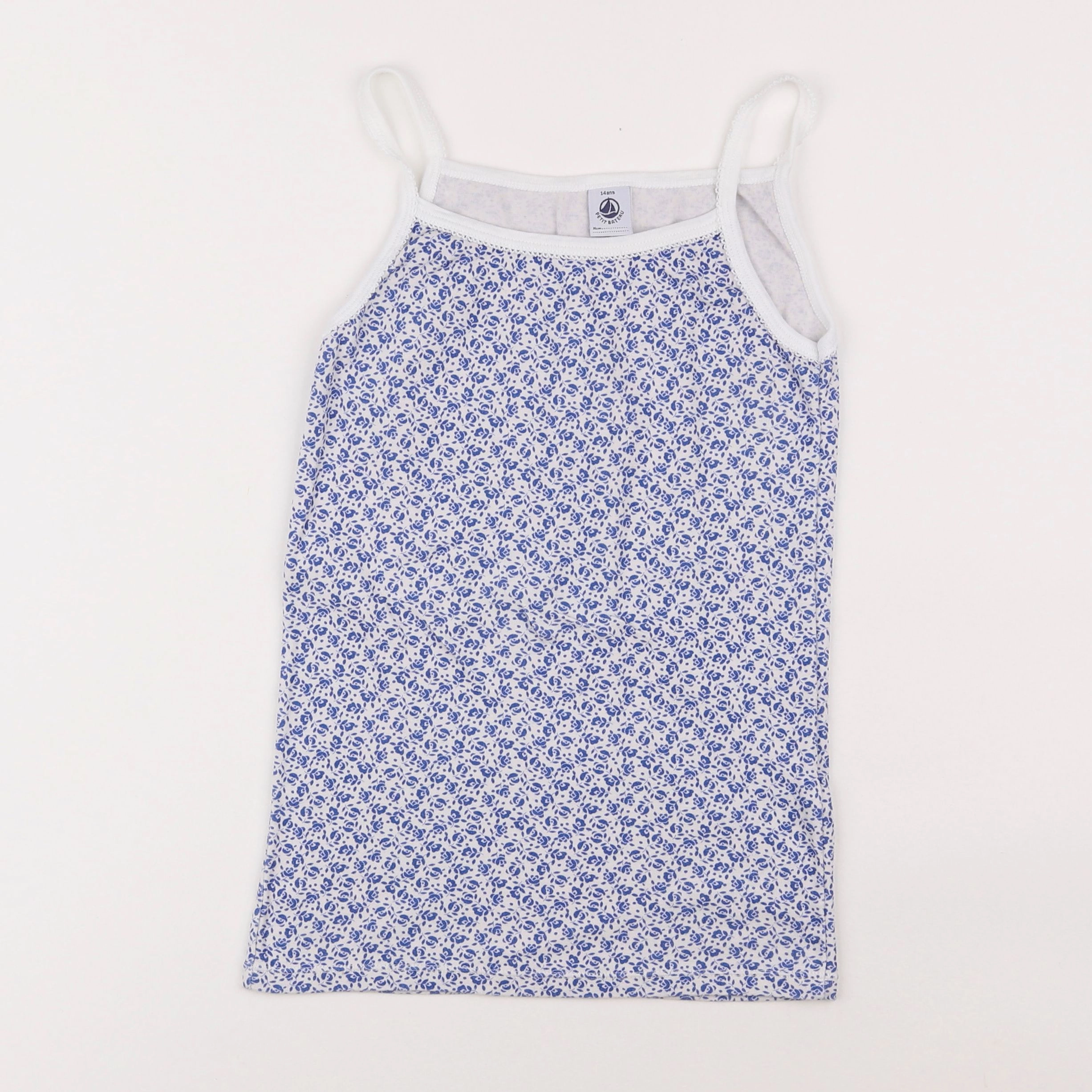 Petit Bateau - maillot de corps blanc, bleu - 14 ans