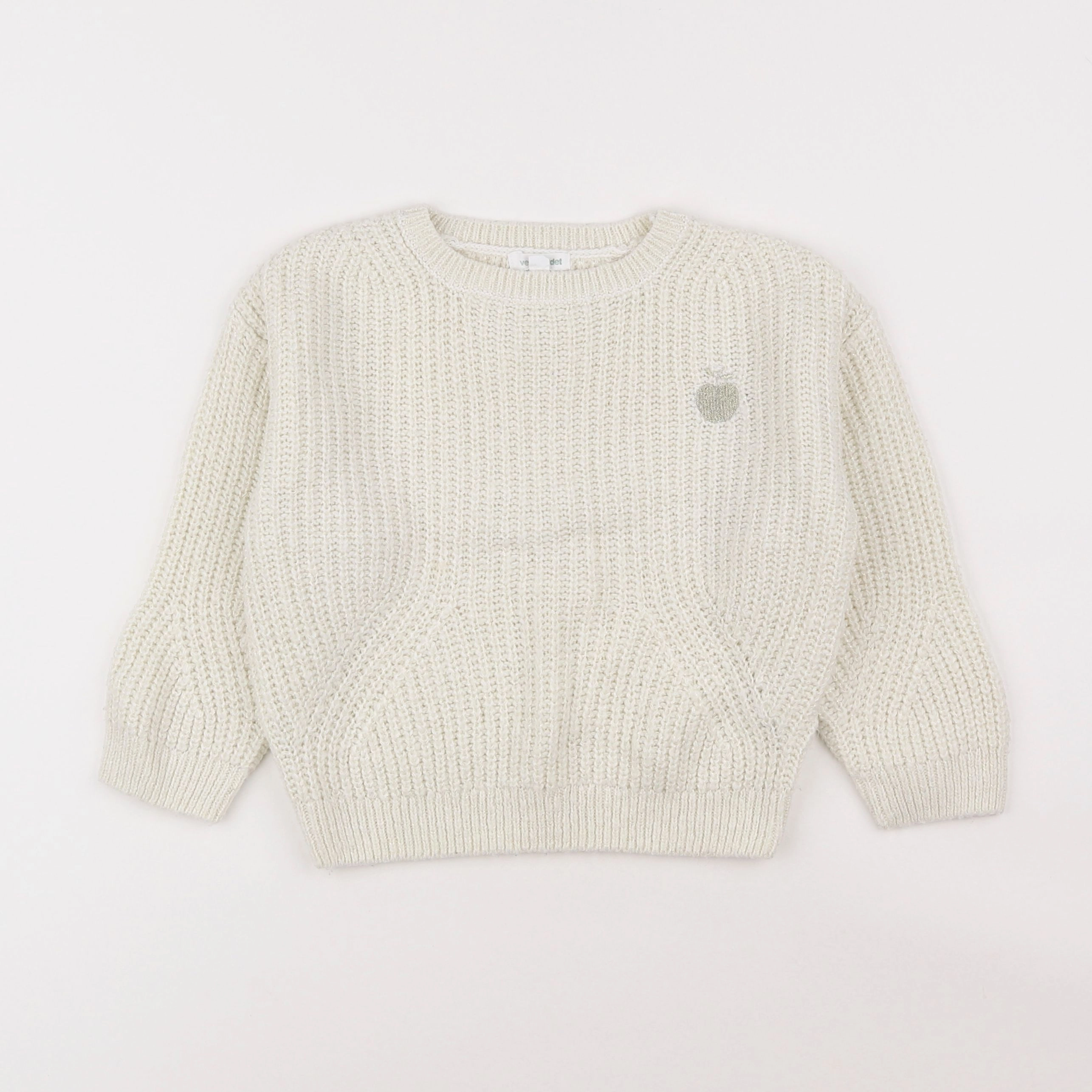 Vertbaudet - pull beige, argent - 6 ans