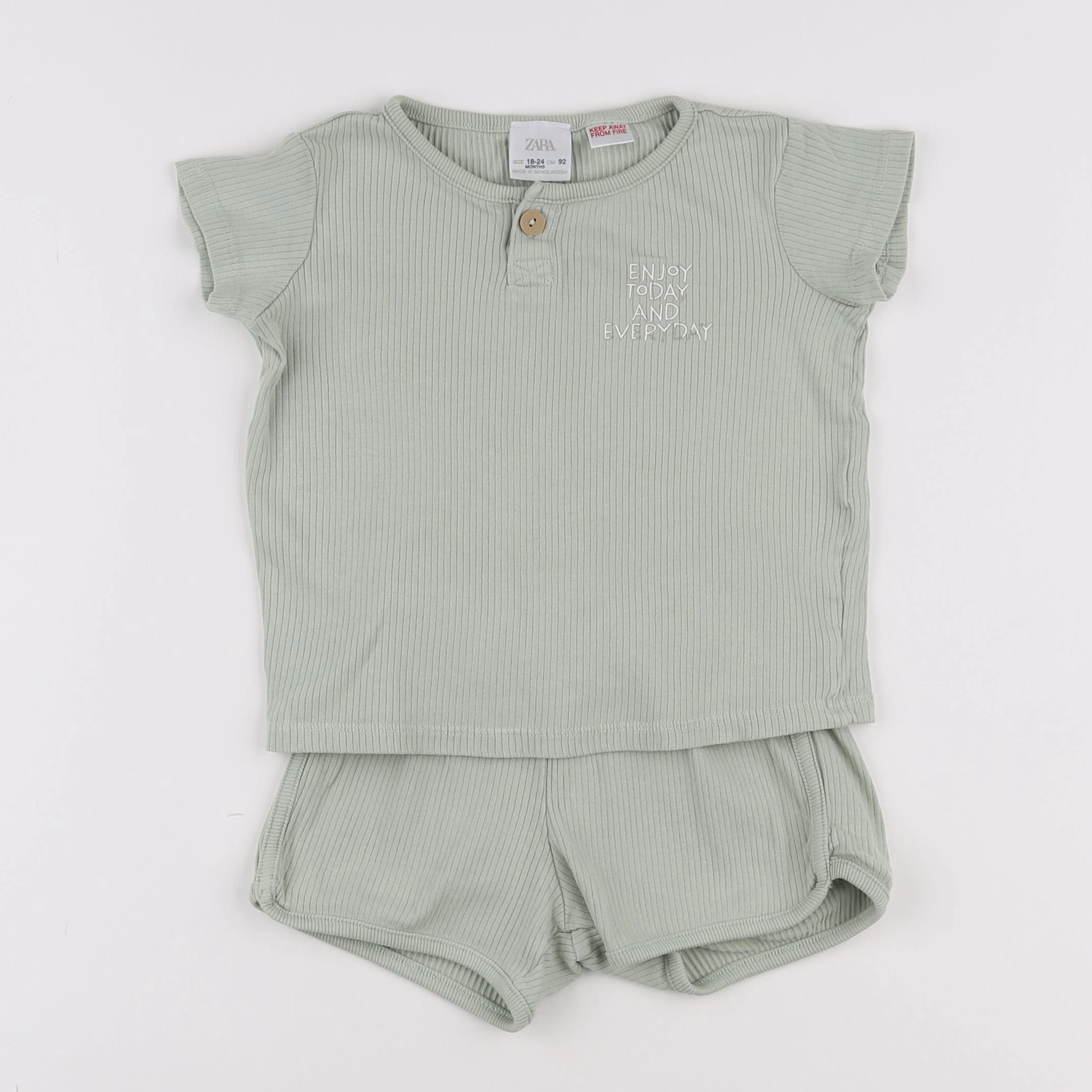 Zara - pyjama coton vert - 18 mois à 2 ans