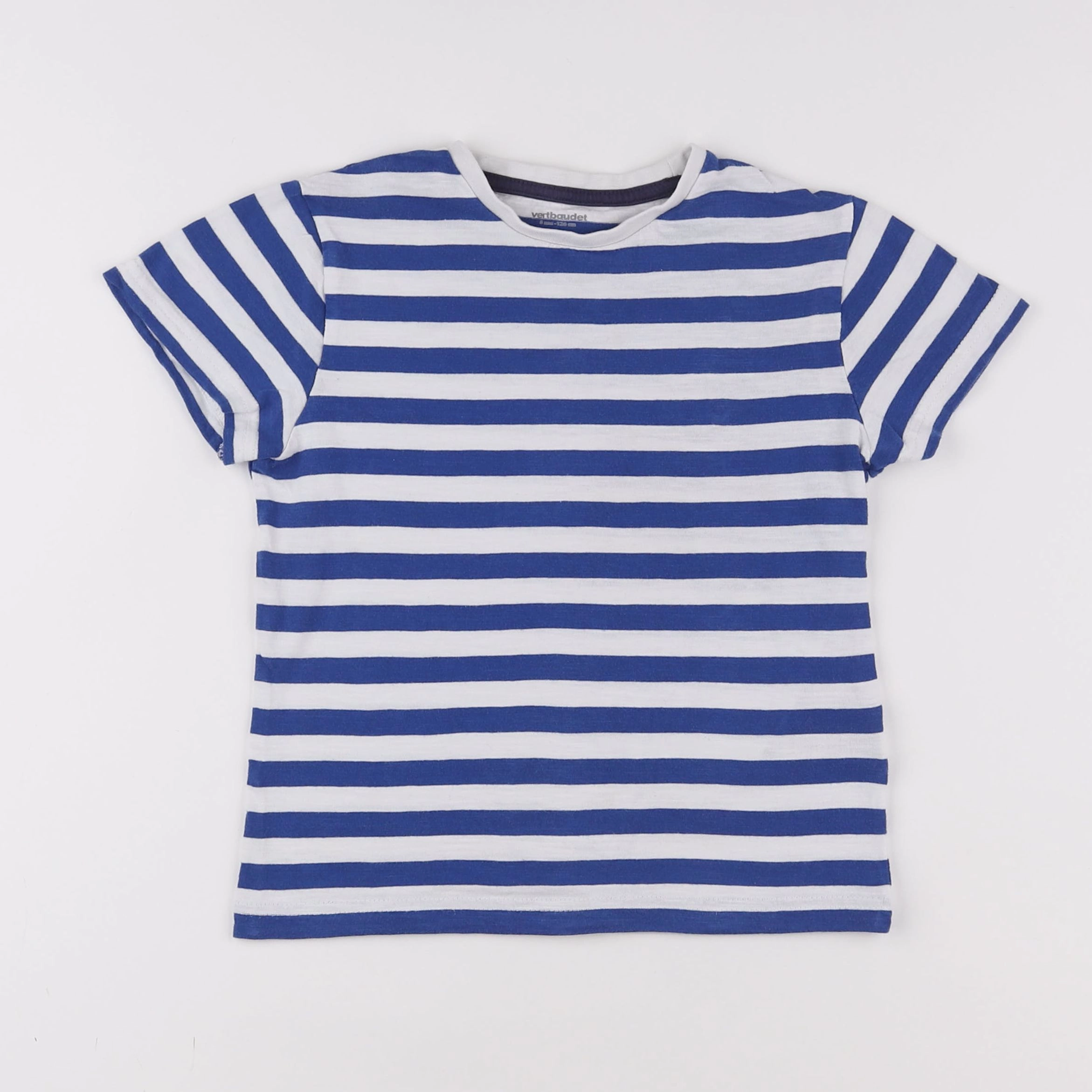 Vertbaudet - tee-shirt blanc, bleu - 8 ans