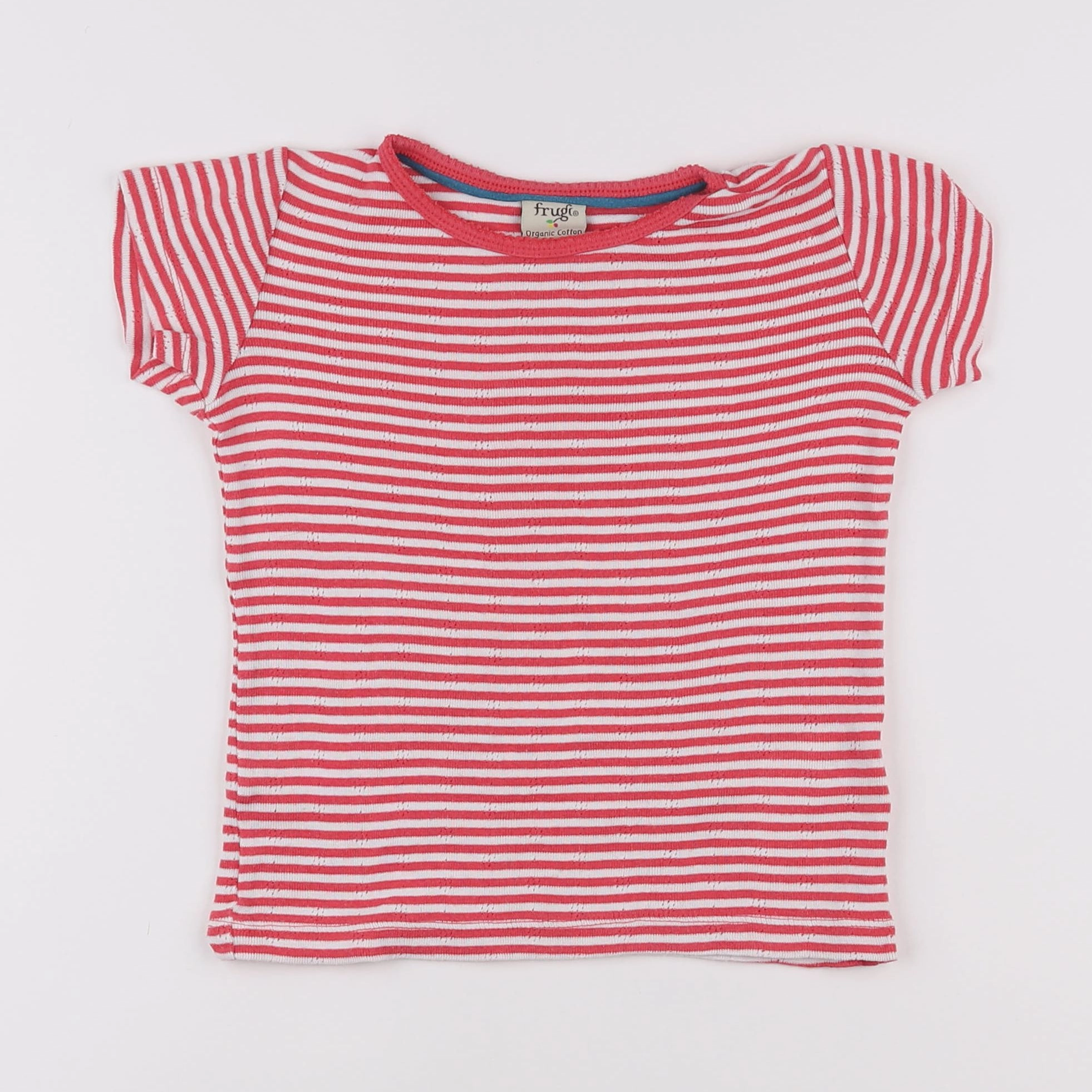 Frugi - tee-shirt blanc, rose - 4/5 ans