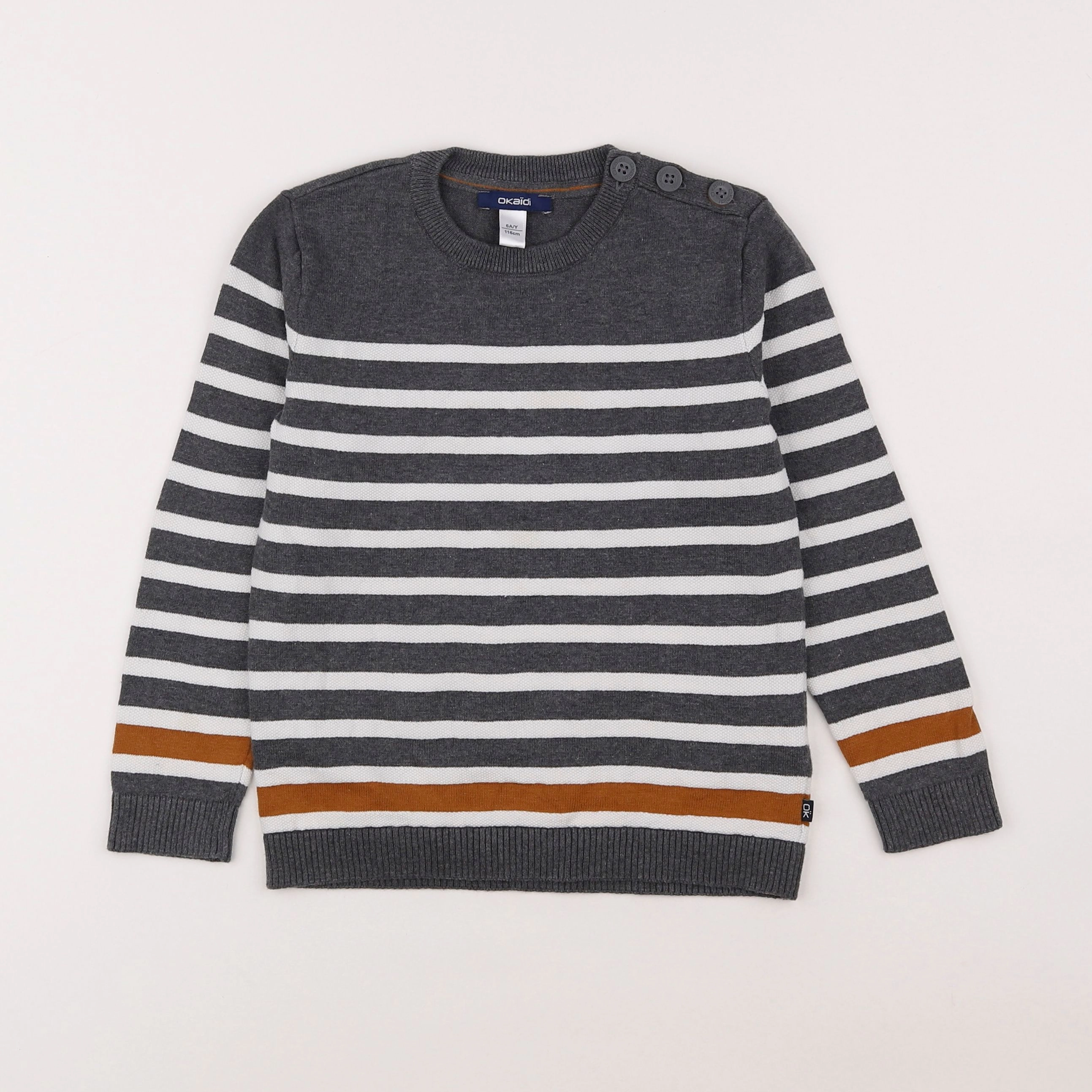 Okaidi - pull gris - 6 ans