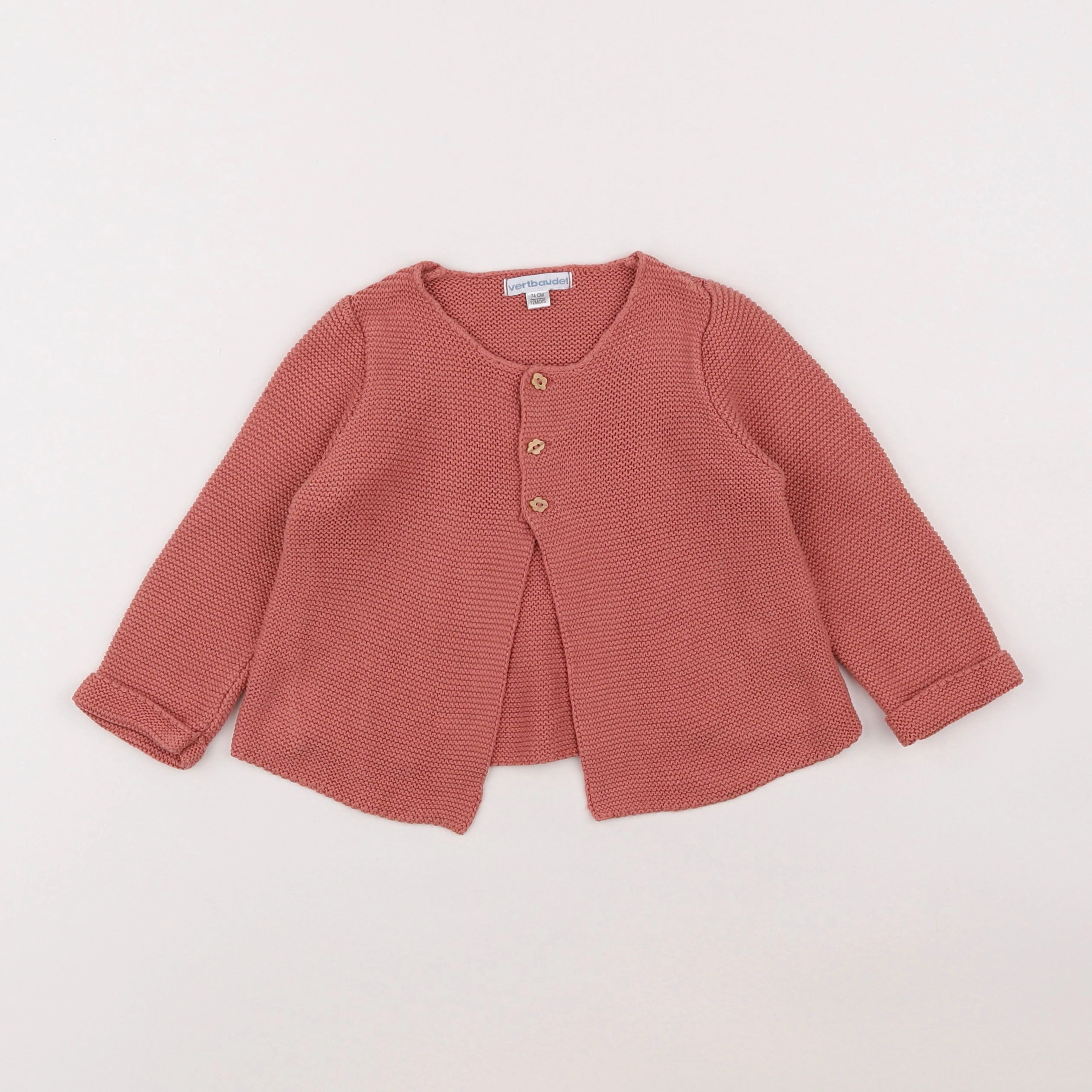 Vertbaudet - gilet rose - 12 mois