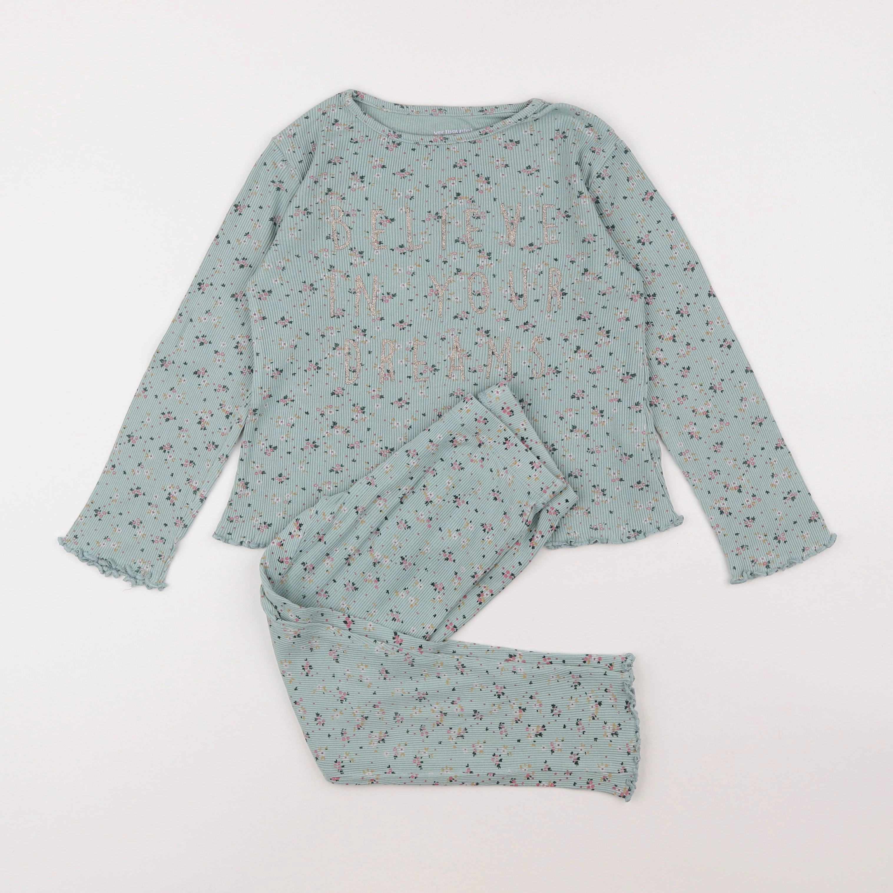 Vertbaudet - pyjama coton vert - 6 ans