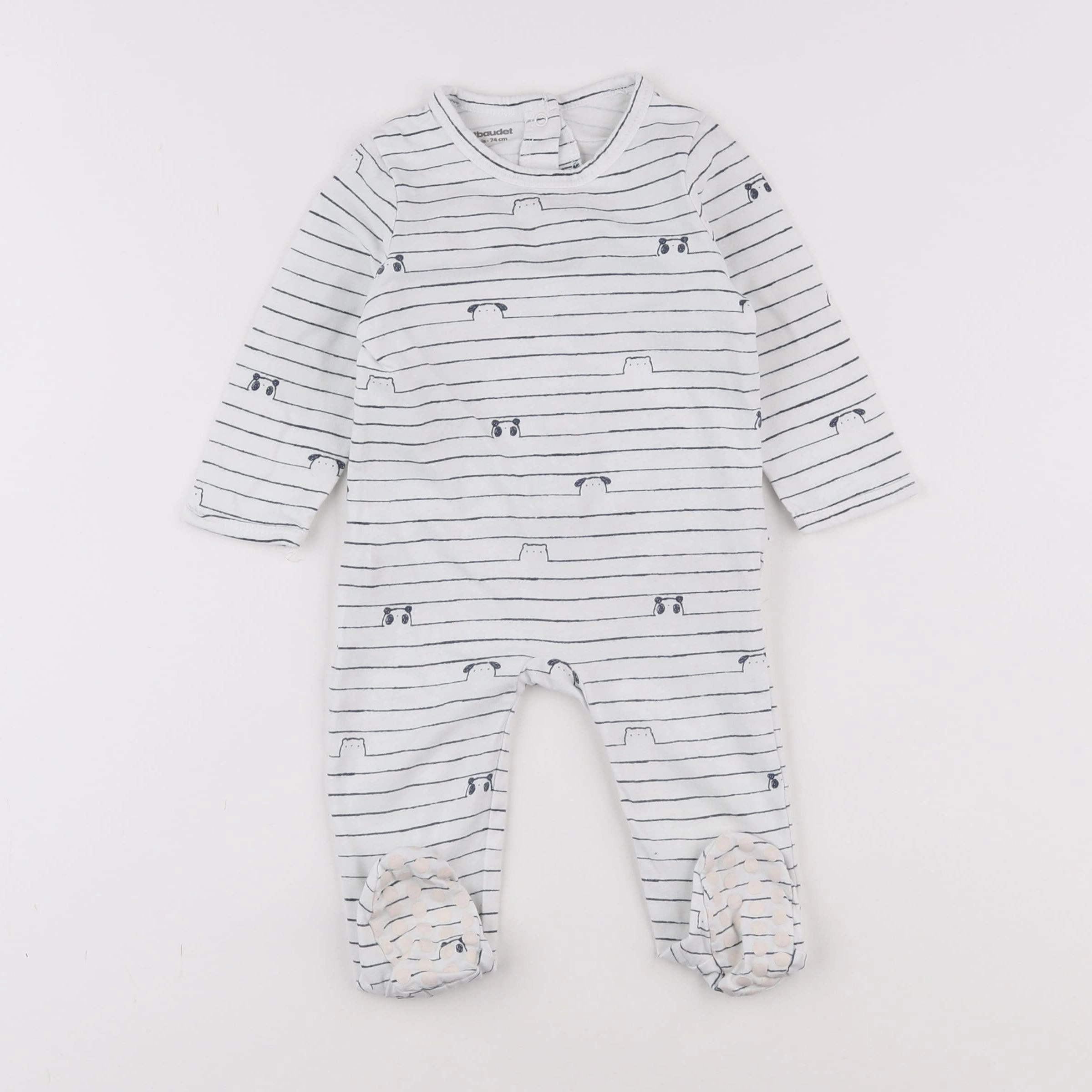 Vertbaudet - pyjama coton blanc, bleu - 12 mois