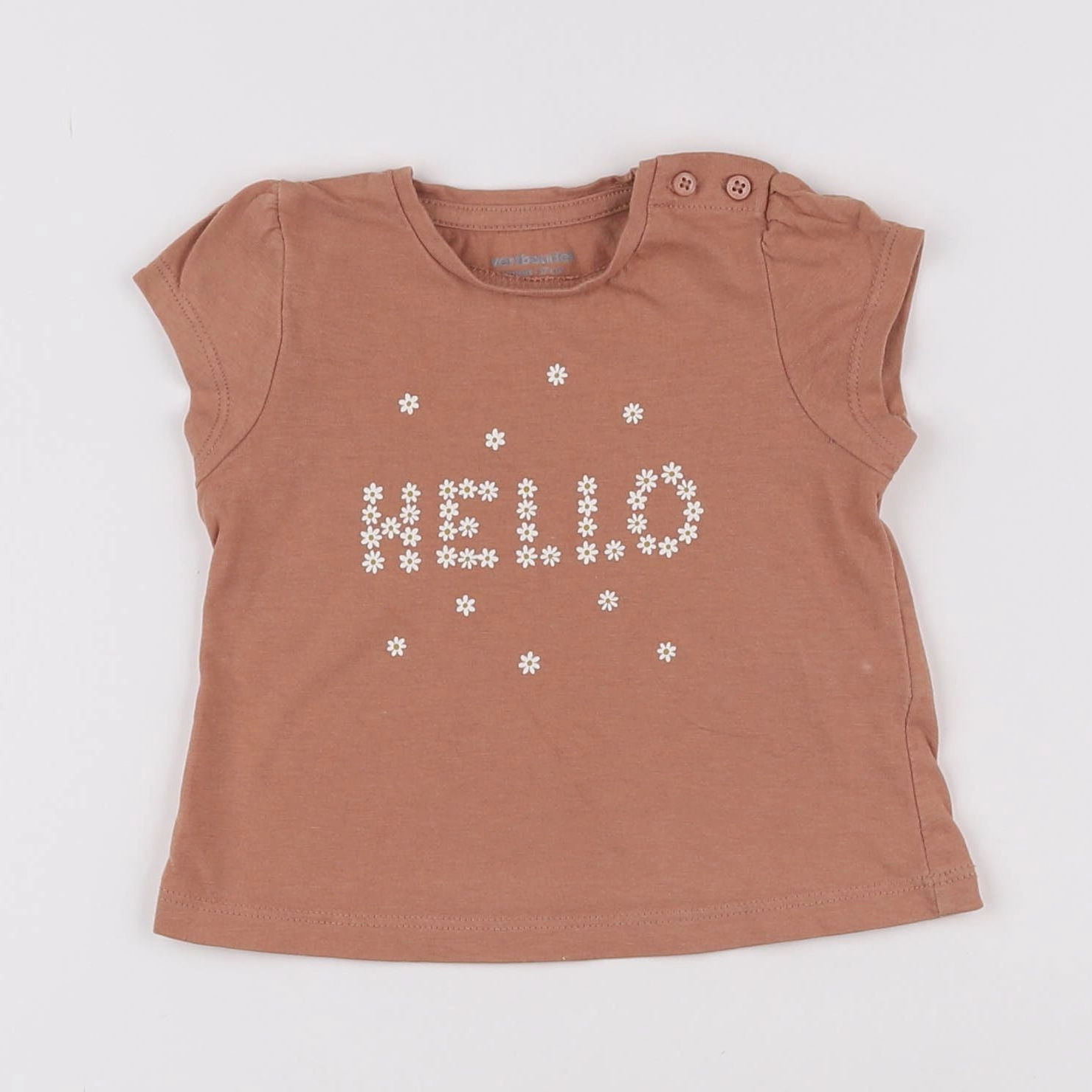 Vertbaudet - tee-shirt marron - 6 mois
