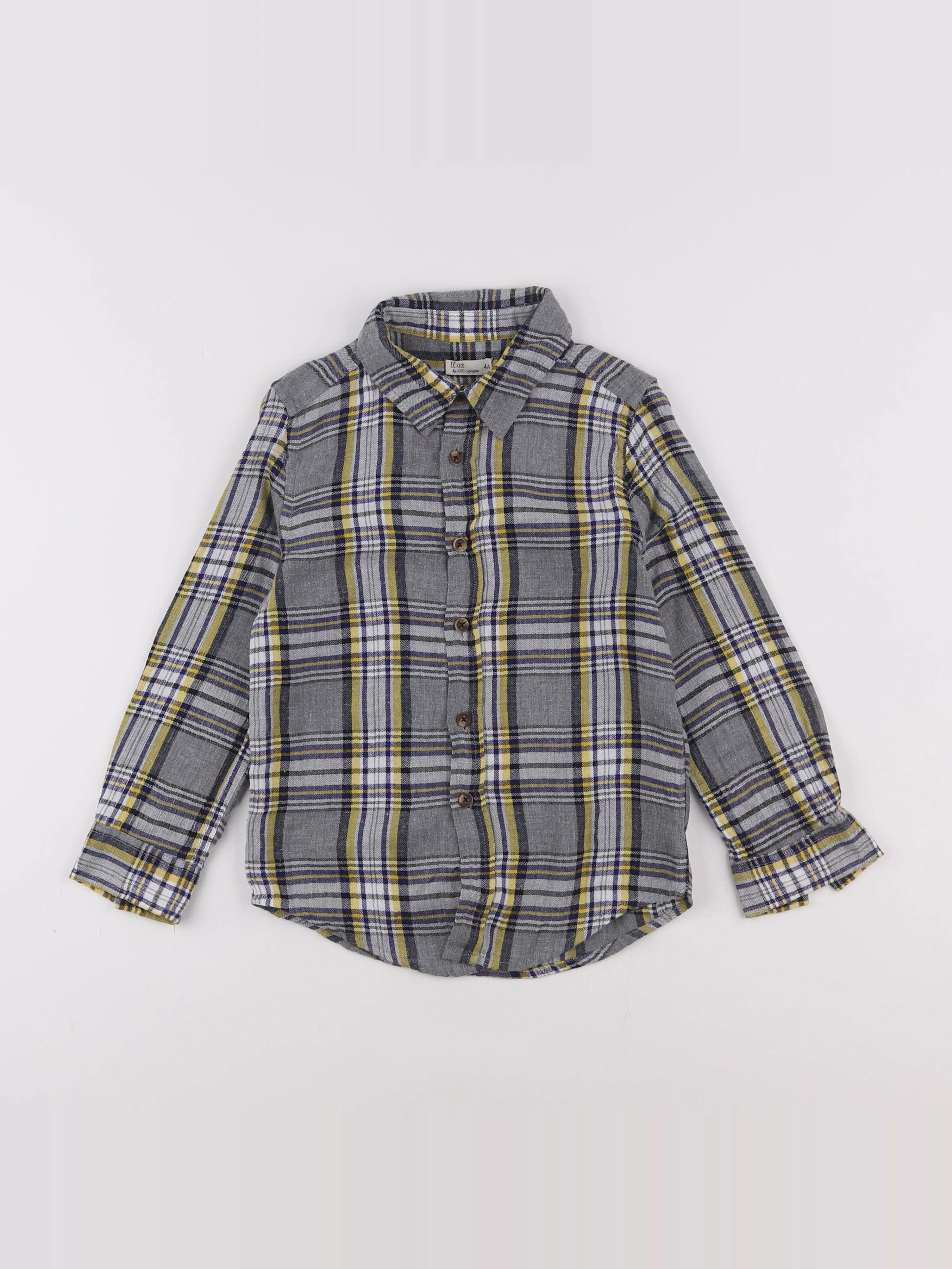 Little Cigogne - chemise gris, jaune - 4 ans