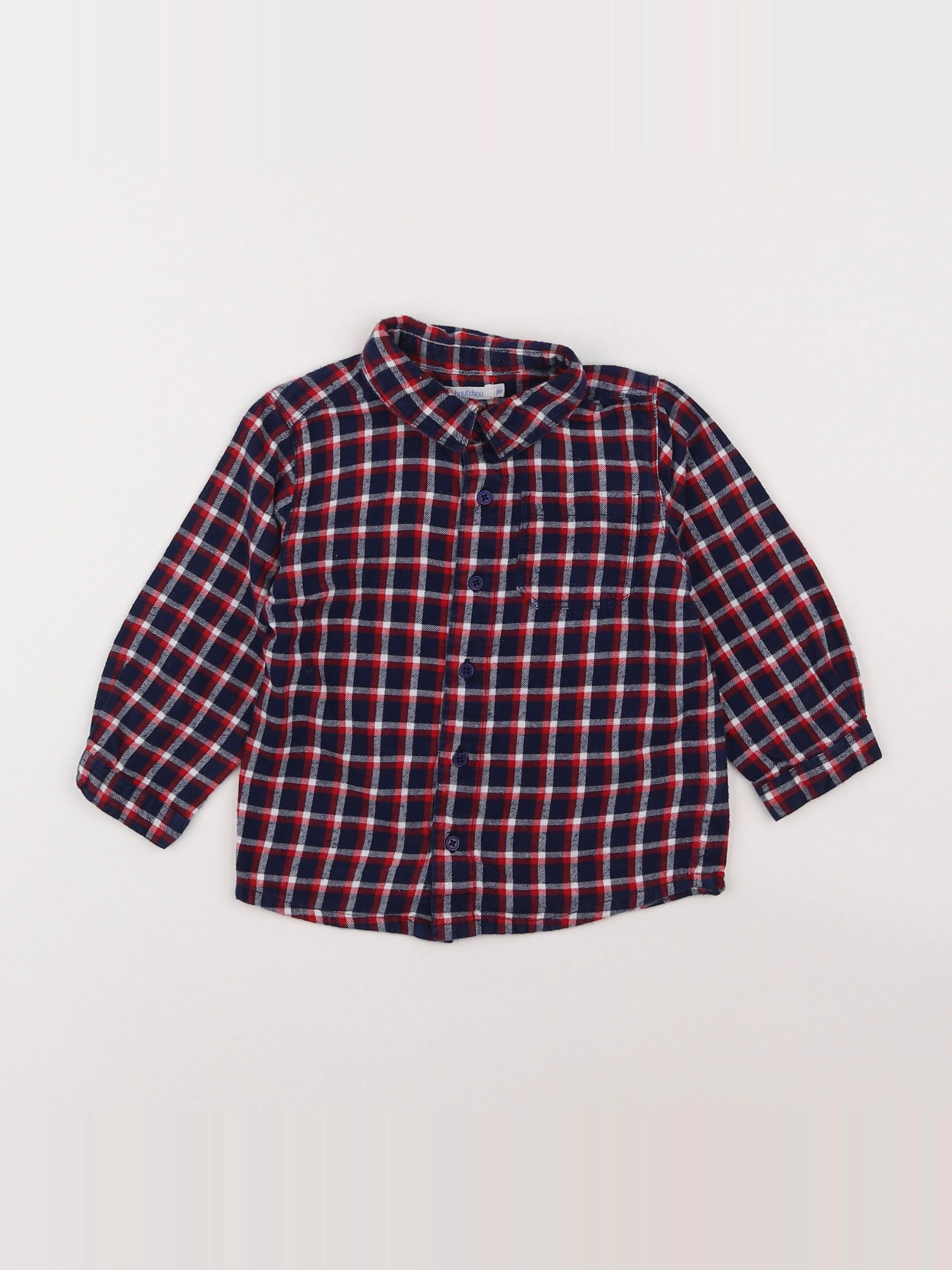 Boutchou - chemise bleu, rouge - 18 mois
