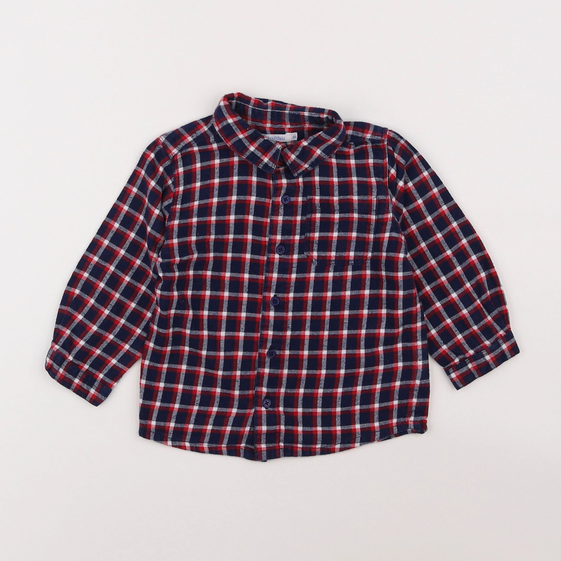 Boutchou - chemise bleu, rouge - 2 ans