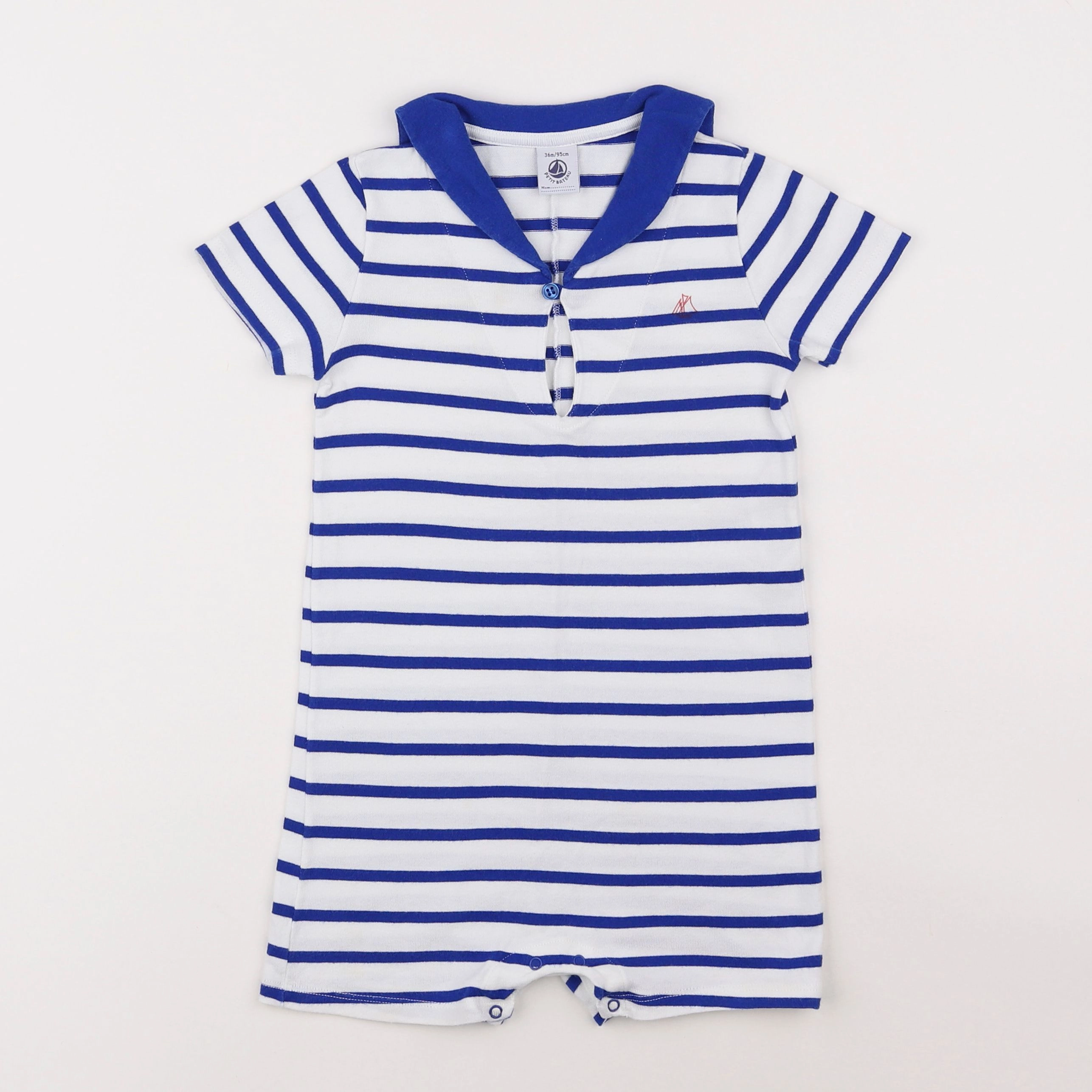 Petit Bateau - combinaison blanc, bleu - 3 ans