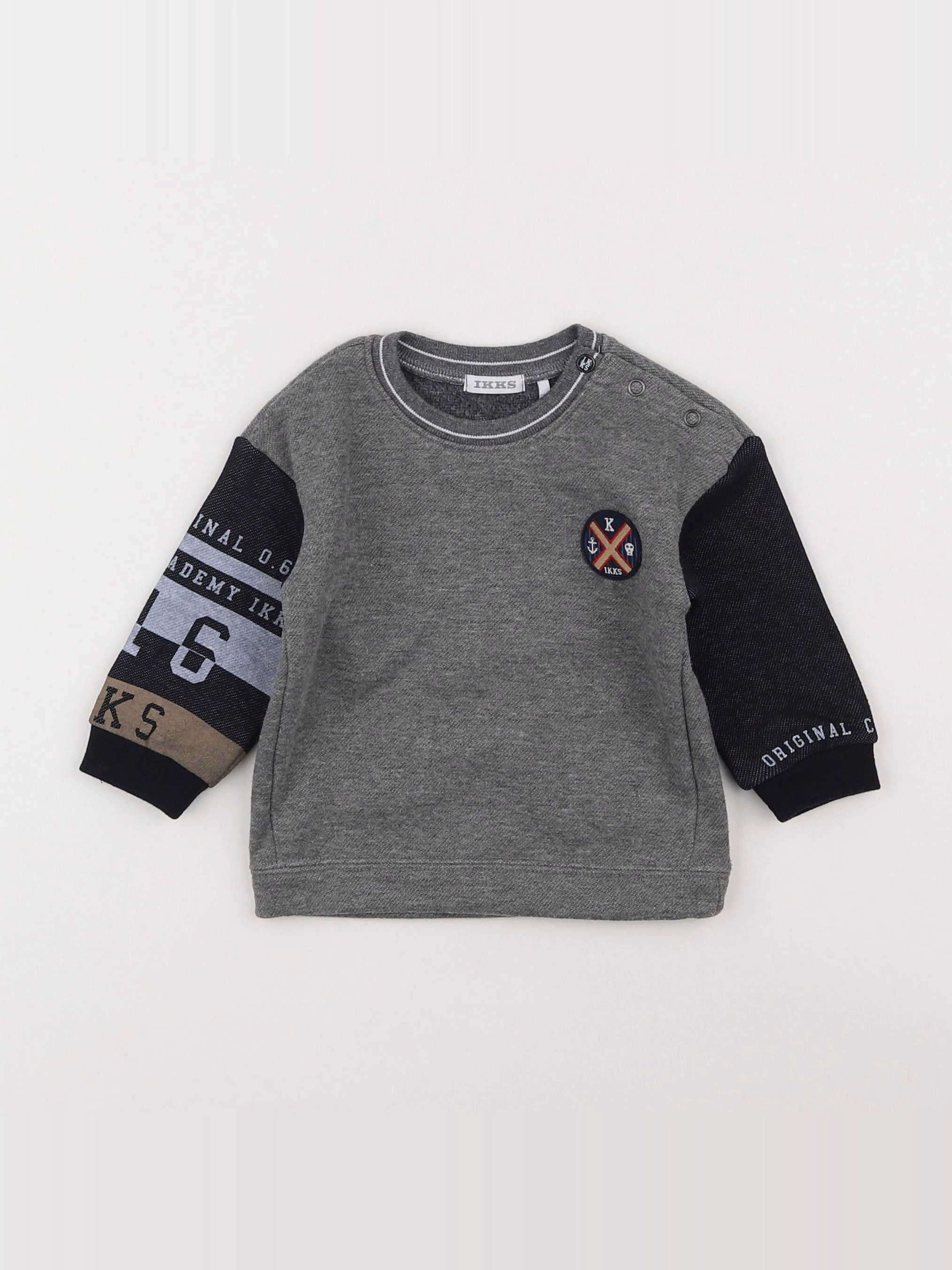IKKS - sweat gris - 6 mois