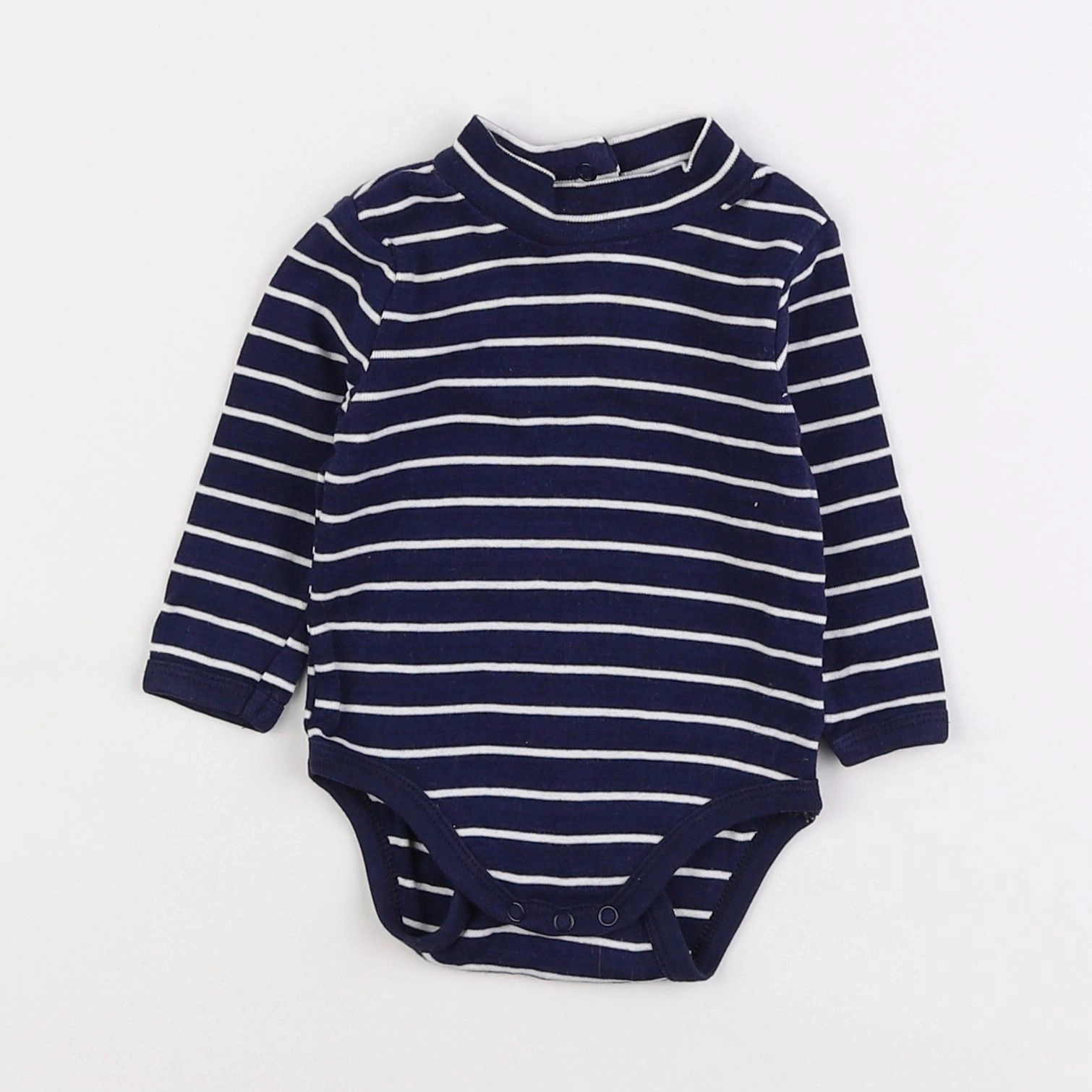 Vertbaudet - body à col bleu, blanc - 3 mois