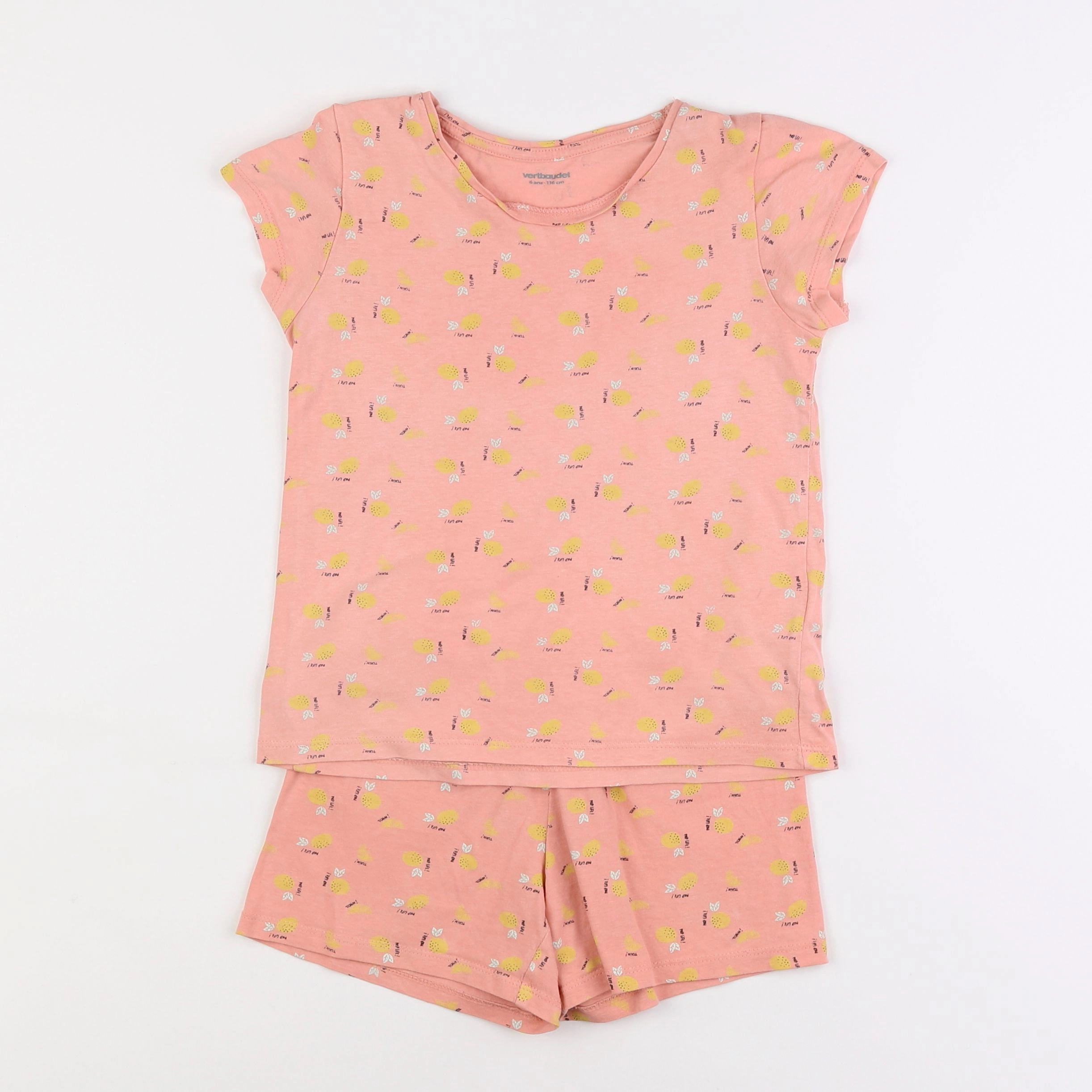 Vertbaudet - pyjama coton rose - 6 ans