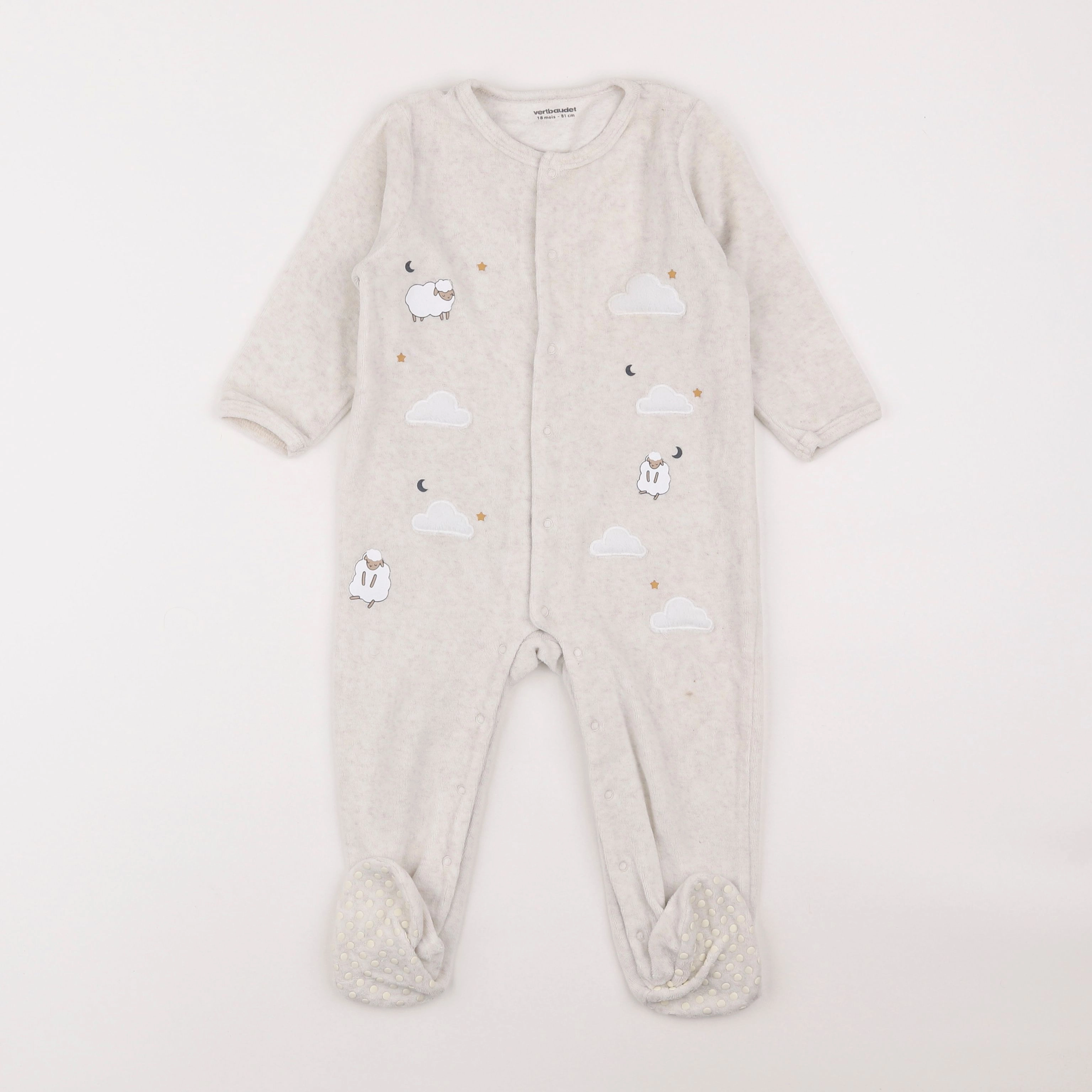 Vertbaudet - pyjama velours beige - 18 mois