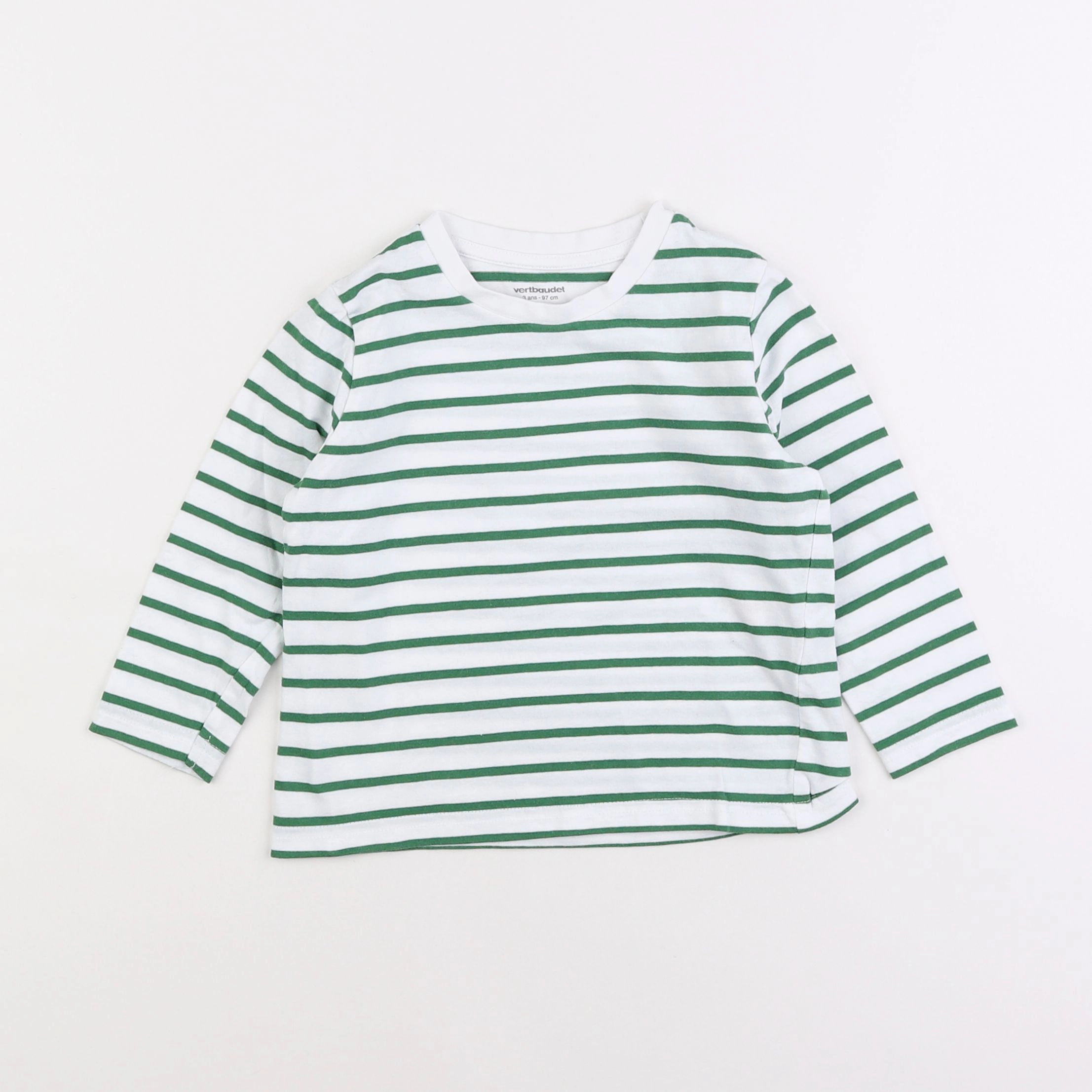 Vertbaudet - tee-shirt vert, blanc - 3 ans