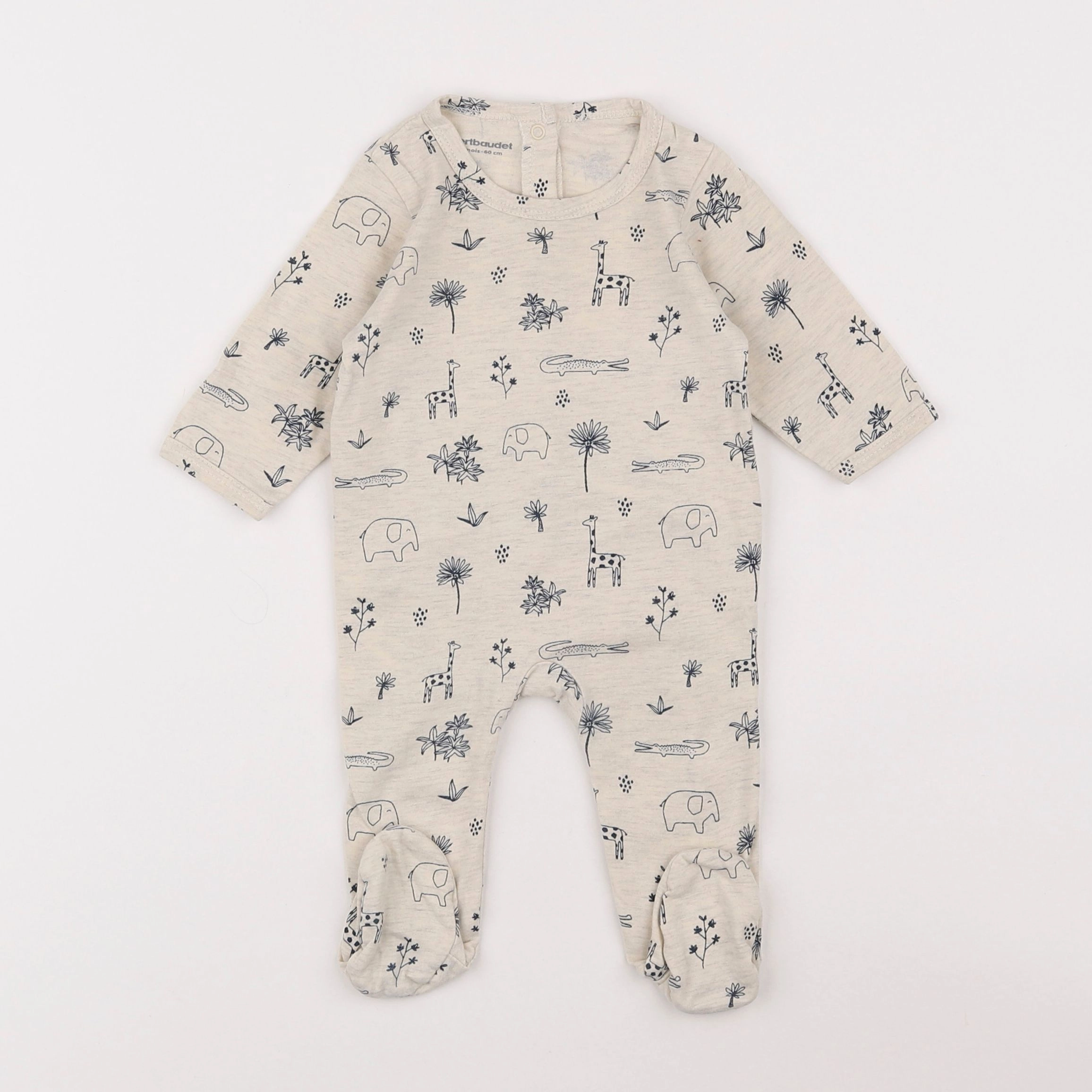 Vertbaudet - pyjama coton beige - 3 mois