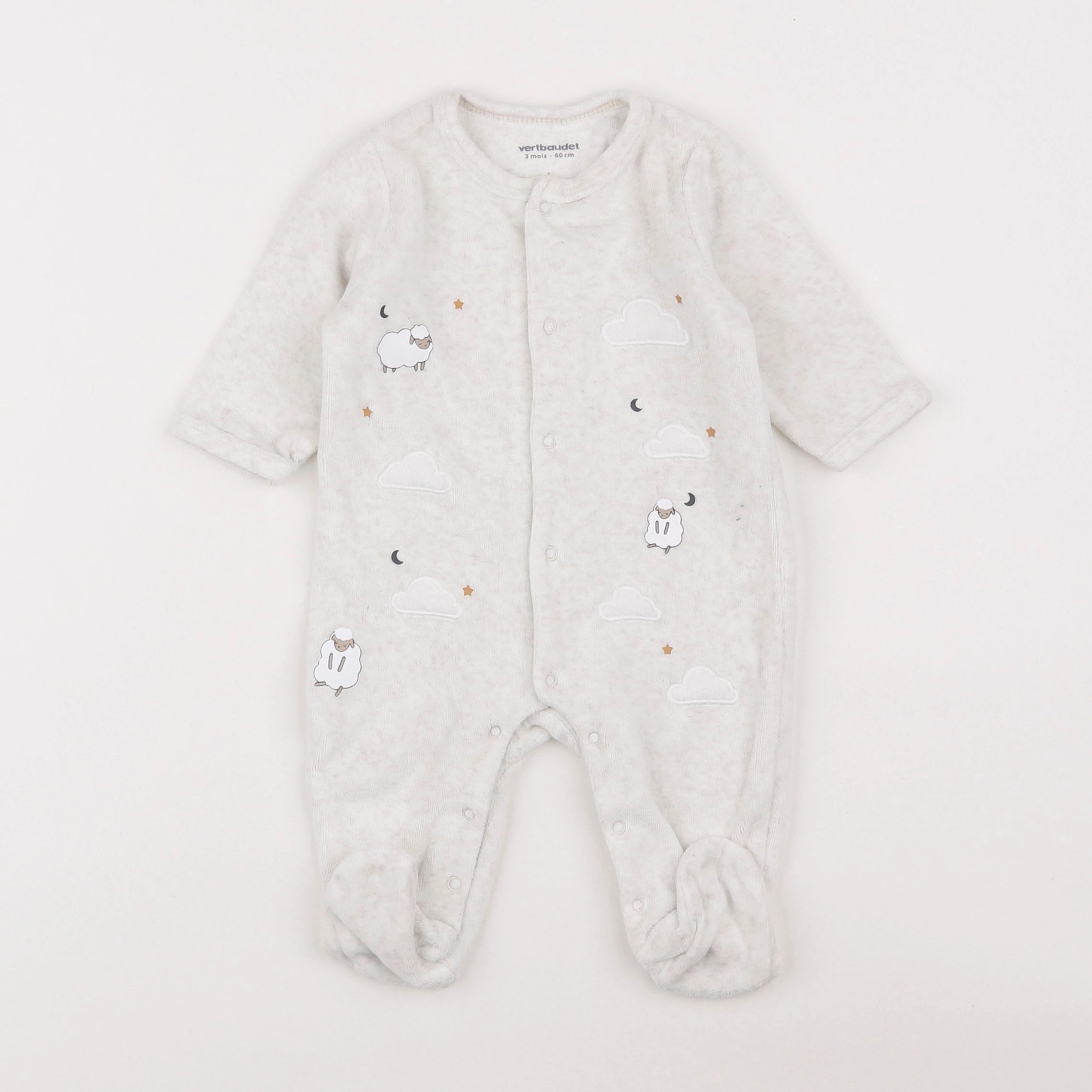 Vertbaudet - pyjama velours beige - 3 mois