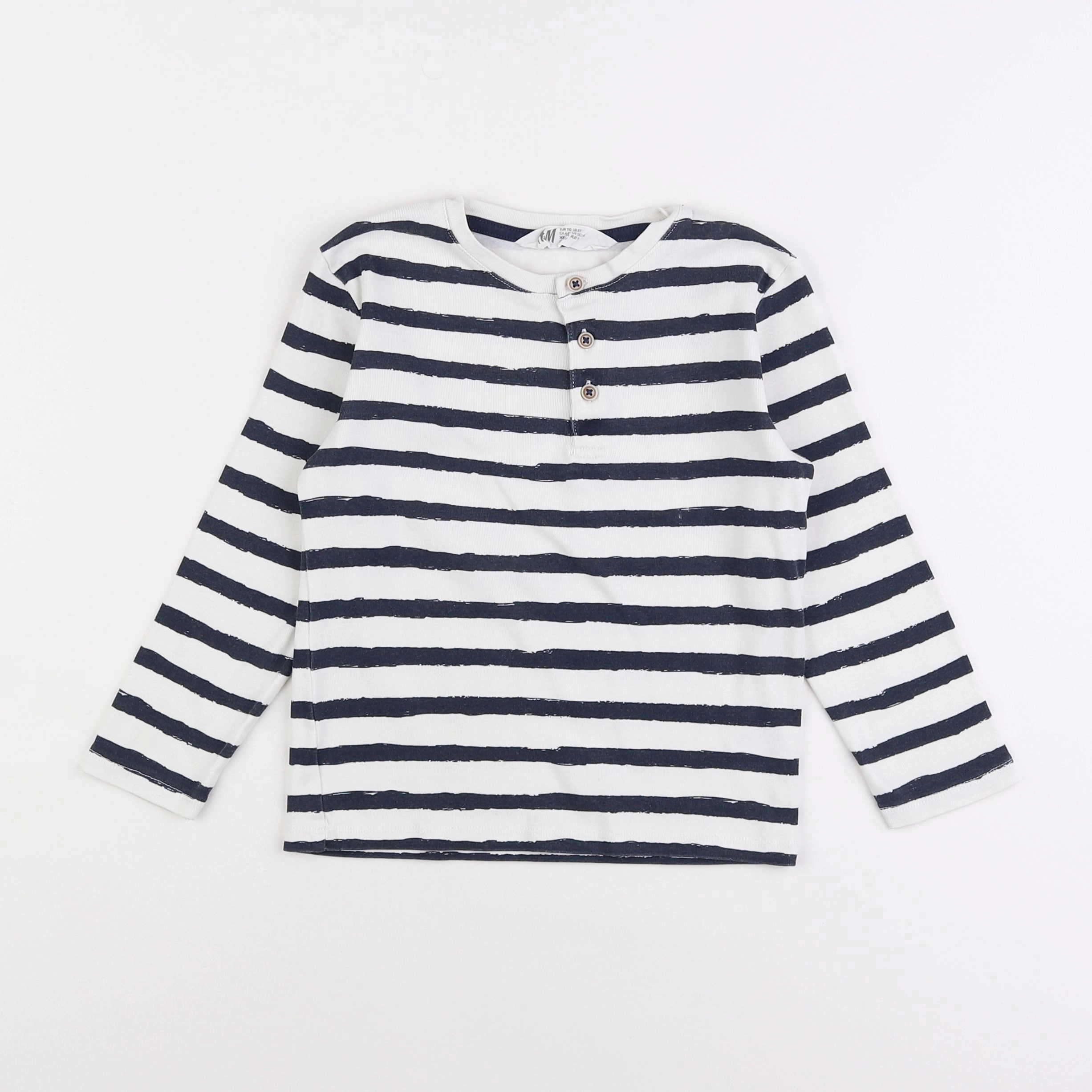 H&M - tee-shirt blanc, bleu - 4/5 ans