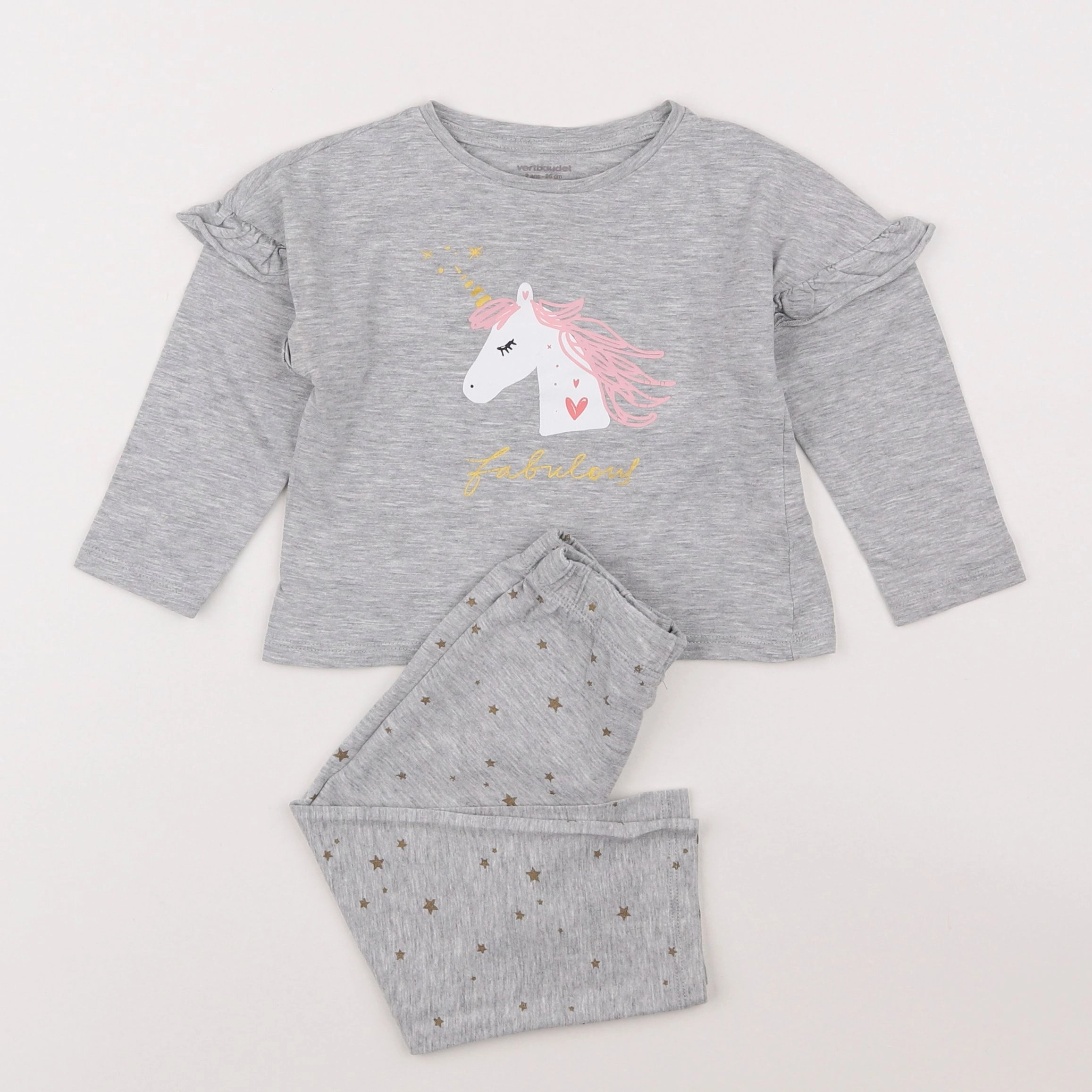 Vertbaudet - pyjama coton gris - 2 ans