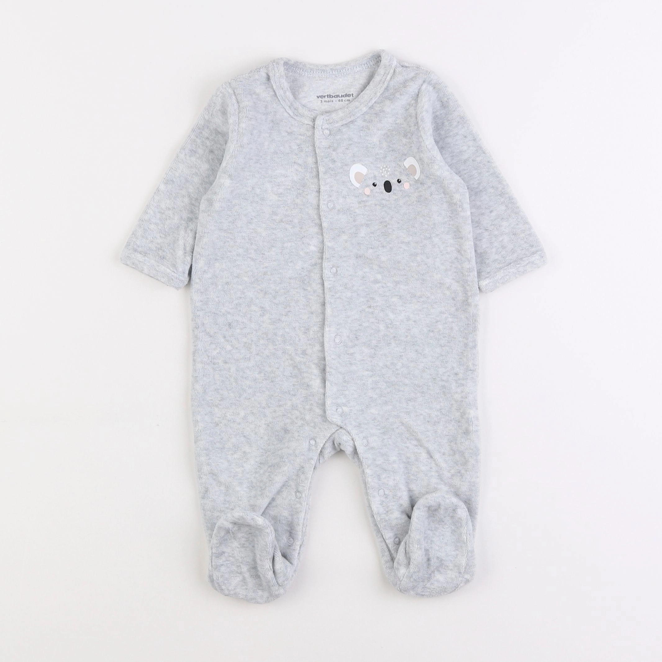 Vertbaudet - pyjama velours gris - 3 mois