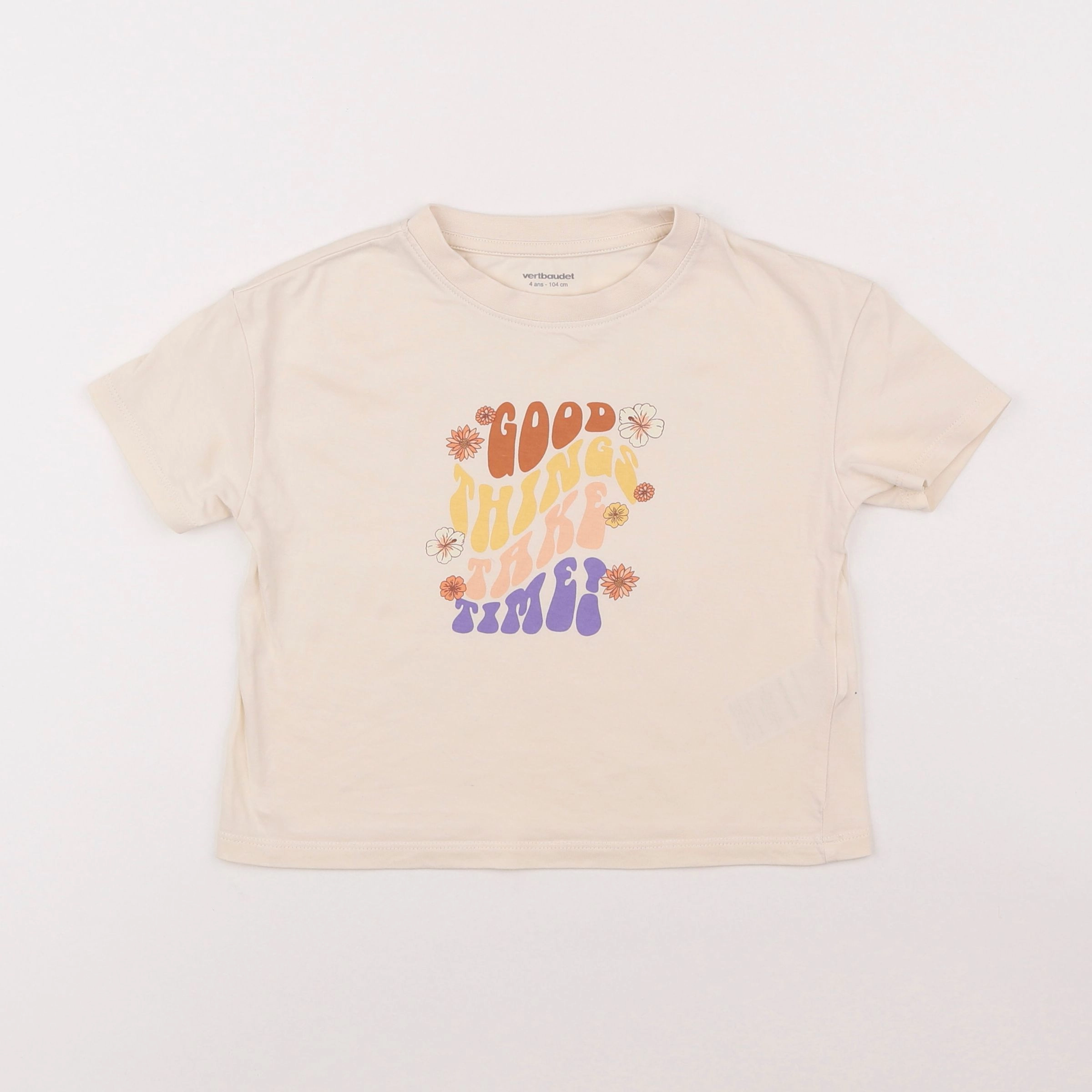 Vertbaudet - tee-shirt beige - 4 ans