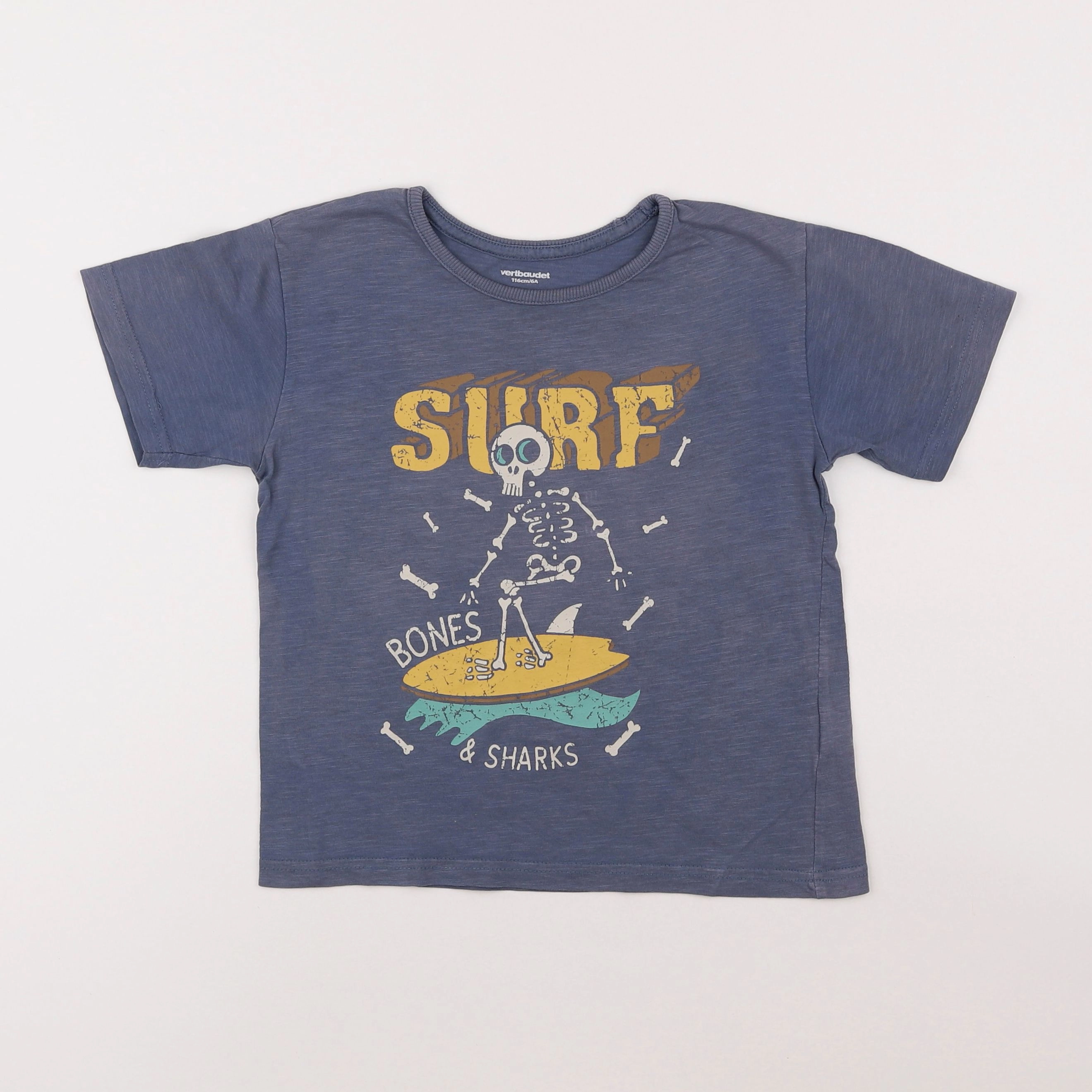 Vertbaudet - tee-shirt bleu - 6 ans