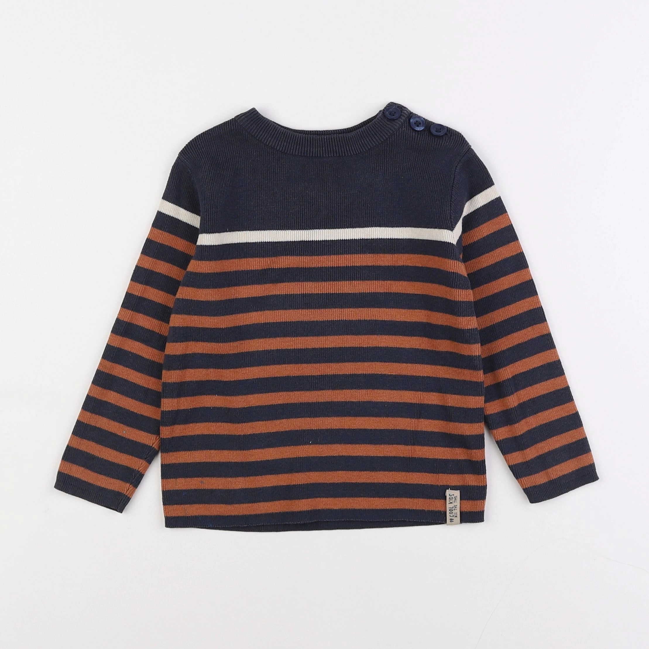 Vertbaudet - pull marron, bleu - 3 ans