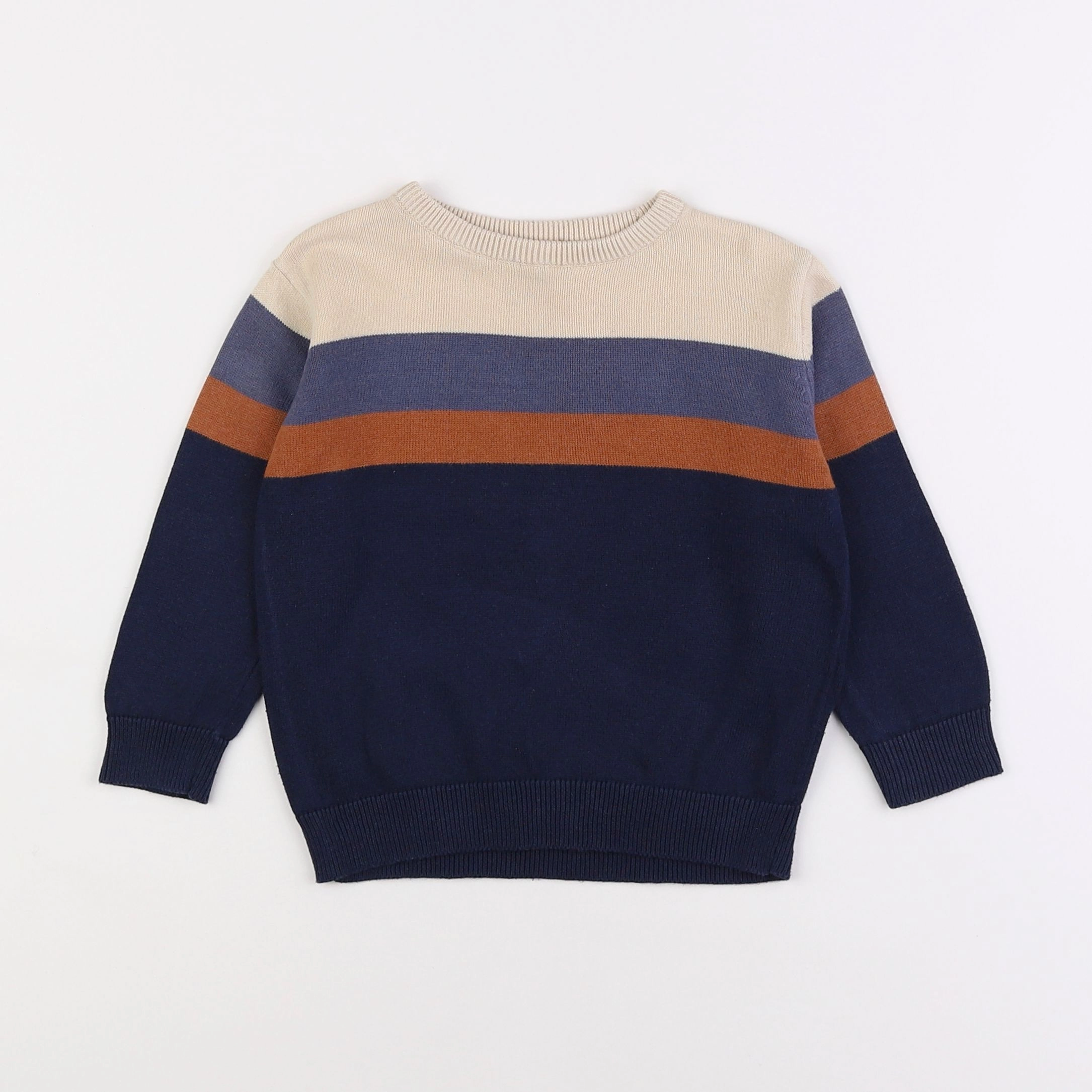 Vertbaudet - pull marron, bleu - 3 ans