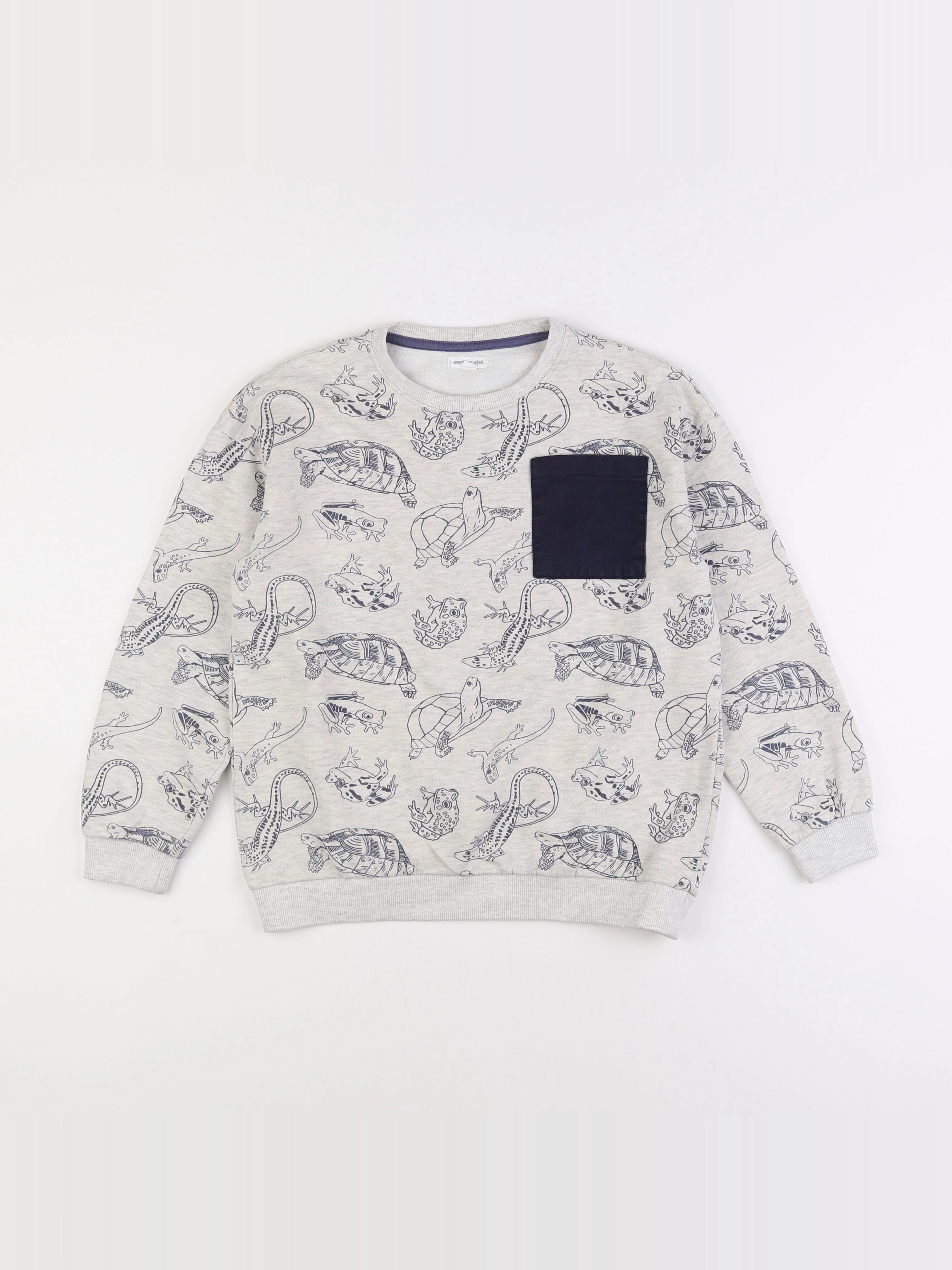 Vertbaudet - sweat gris, bleu - 10 ans