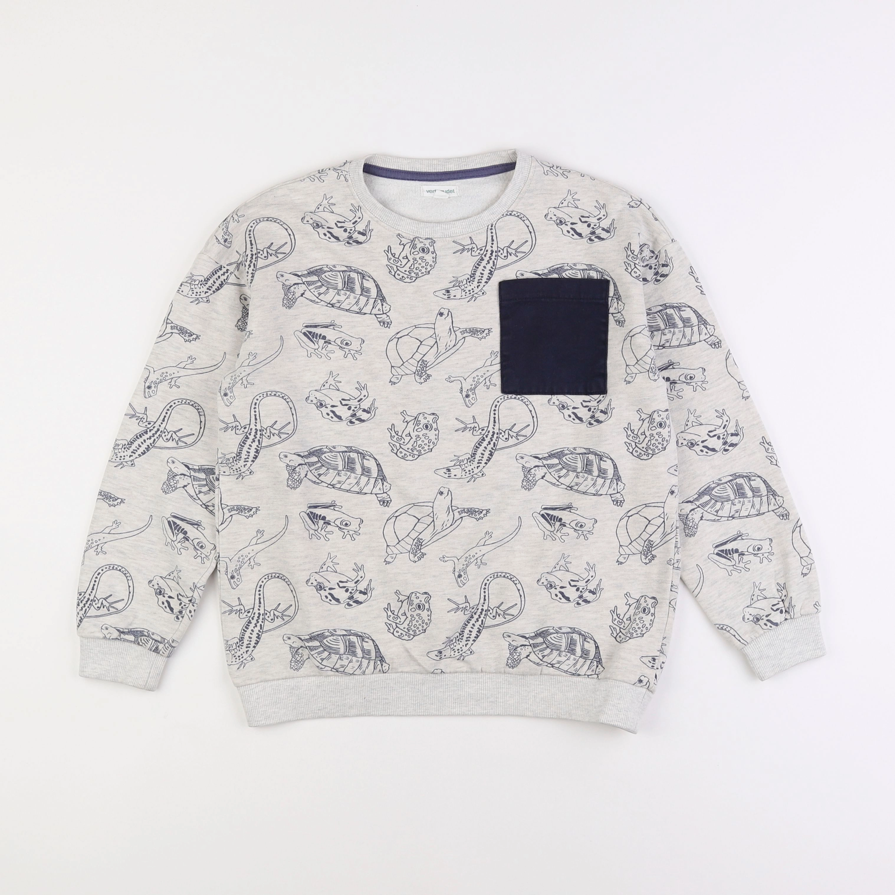Vertbaudet - sweat gris, bleu - 10 ans