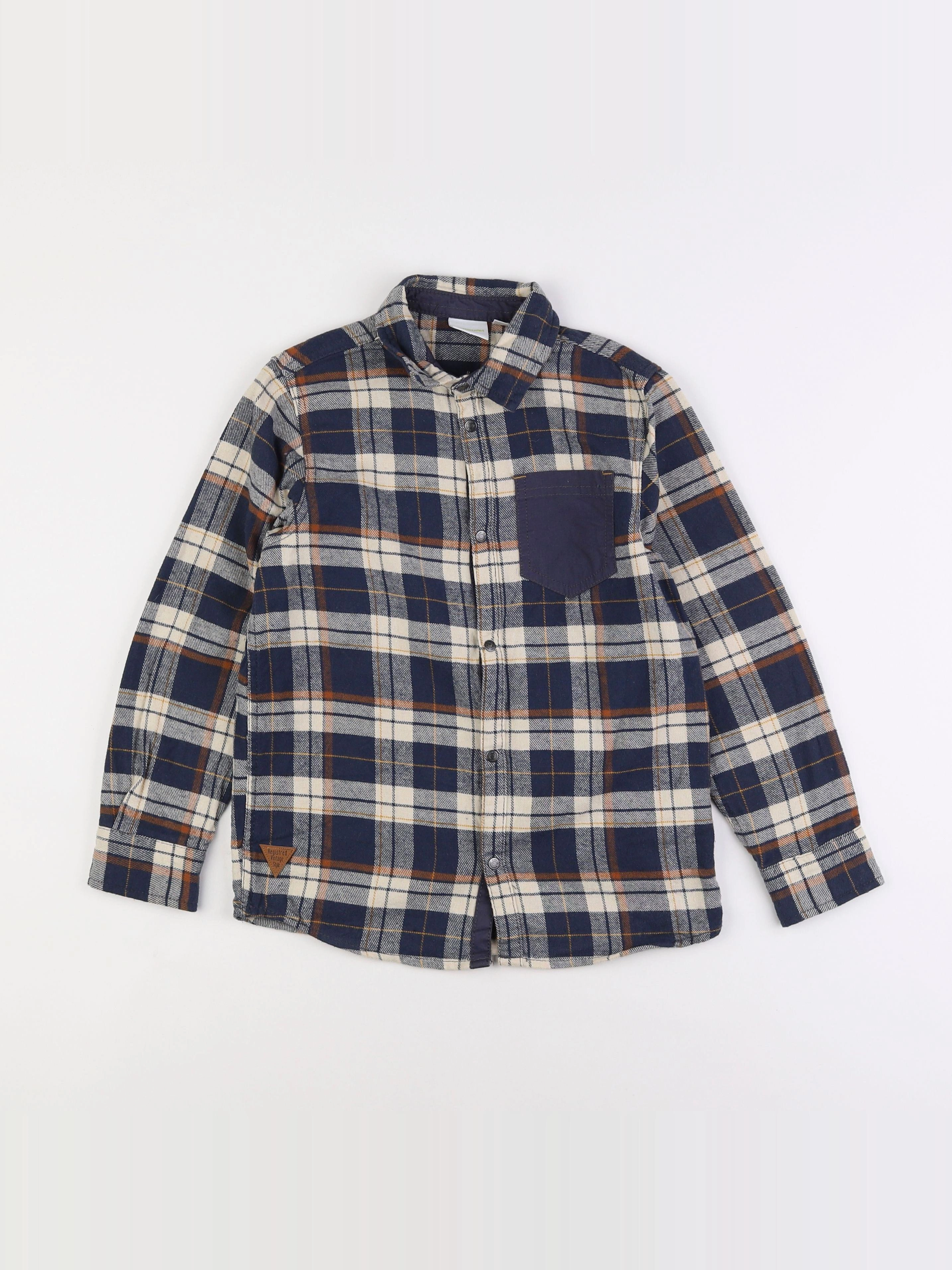 Vertbaudet - chemise bleu, beige - 10 ans