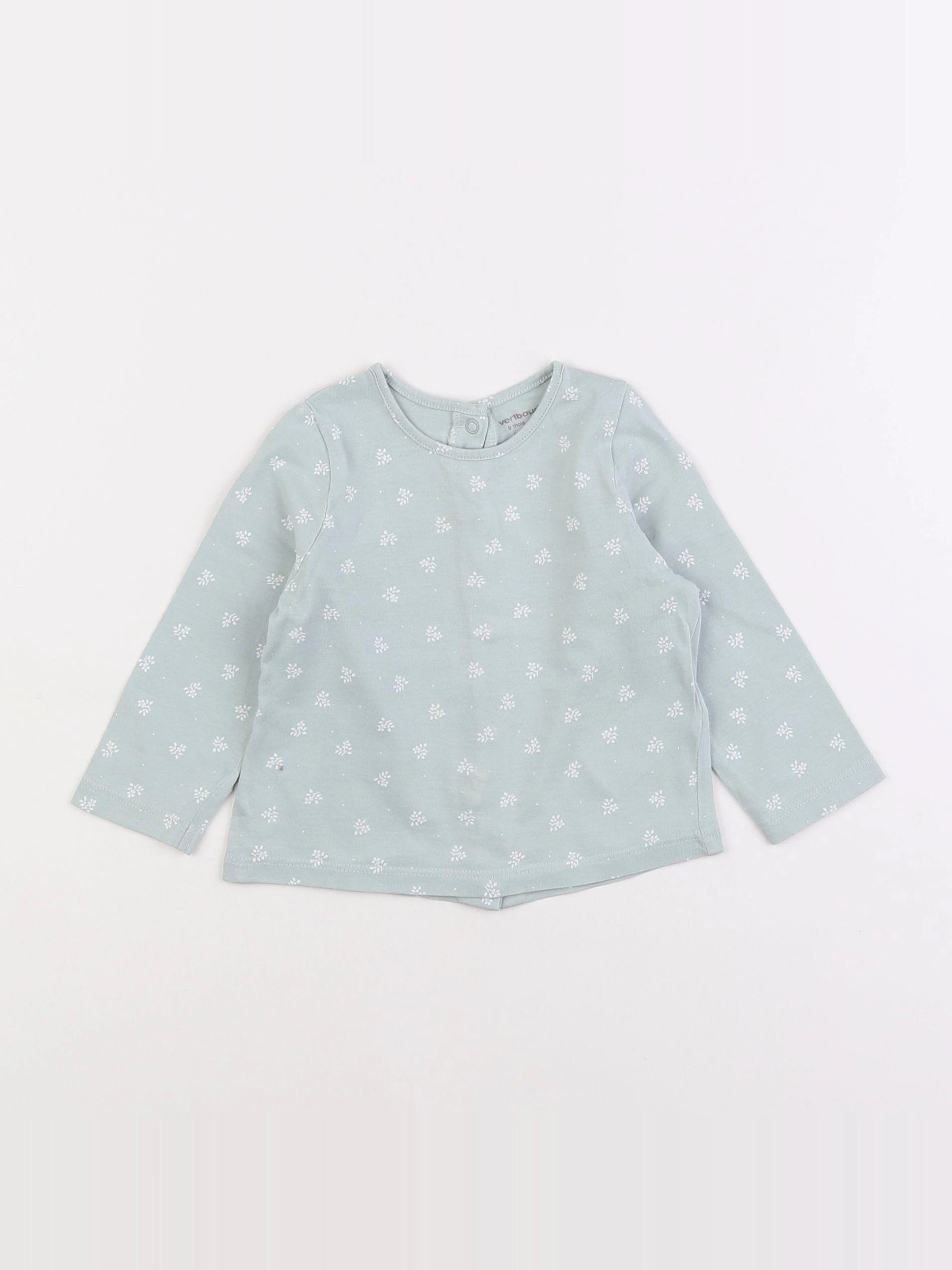 Vertbaudet - tee-shirt vert, blanc - 9 mois