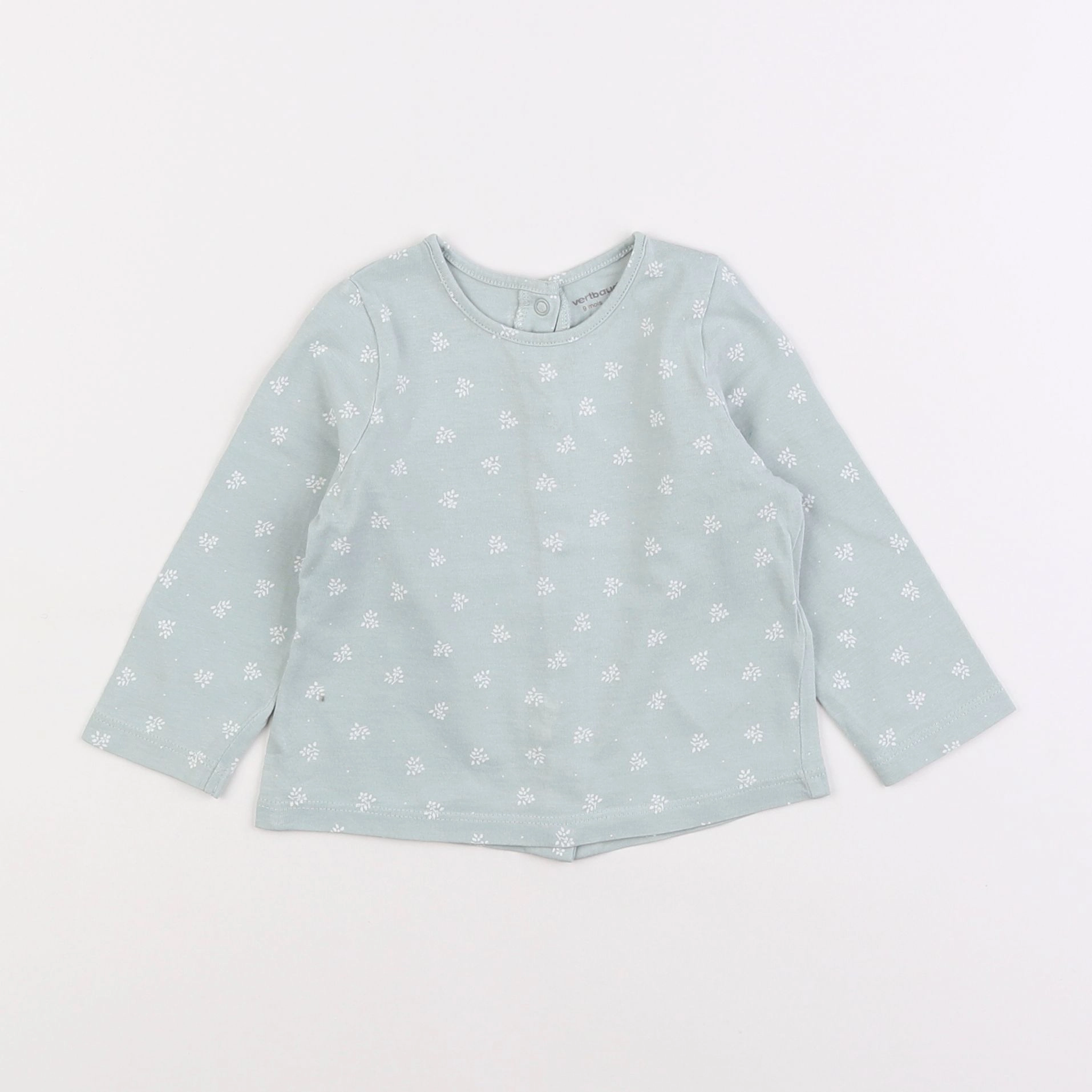 Vertbaudet - tee-shirt vert, blanc - 9 mois