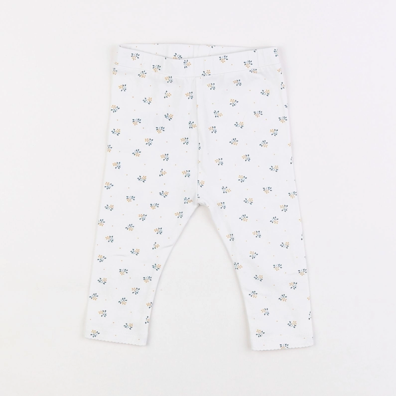 Vertbaudet - legging blanc, bleu - 9 mois