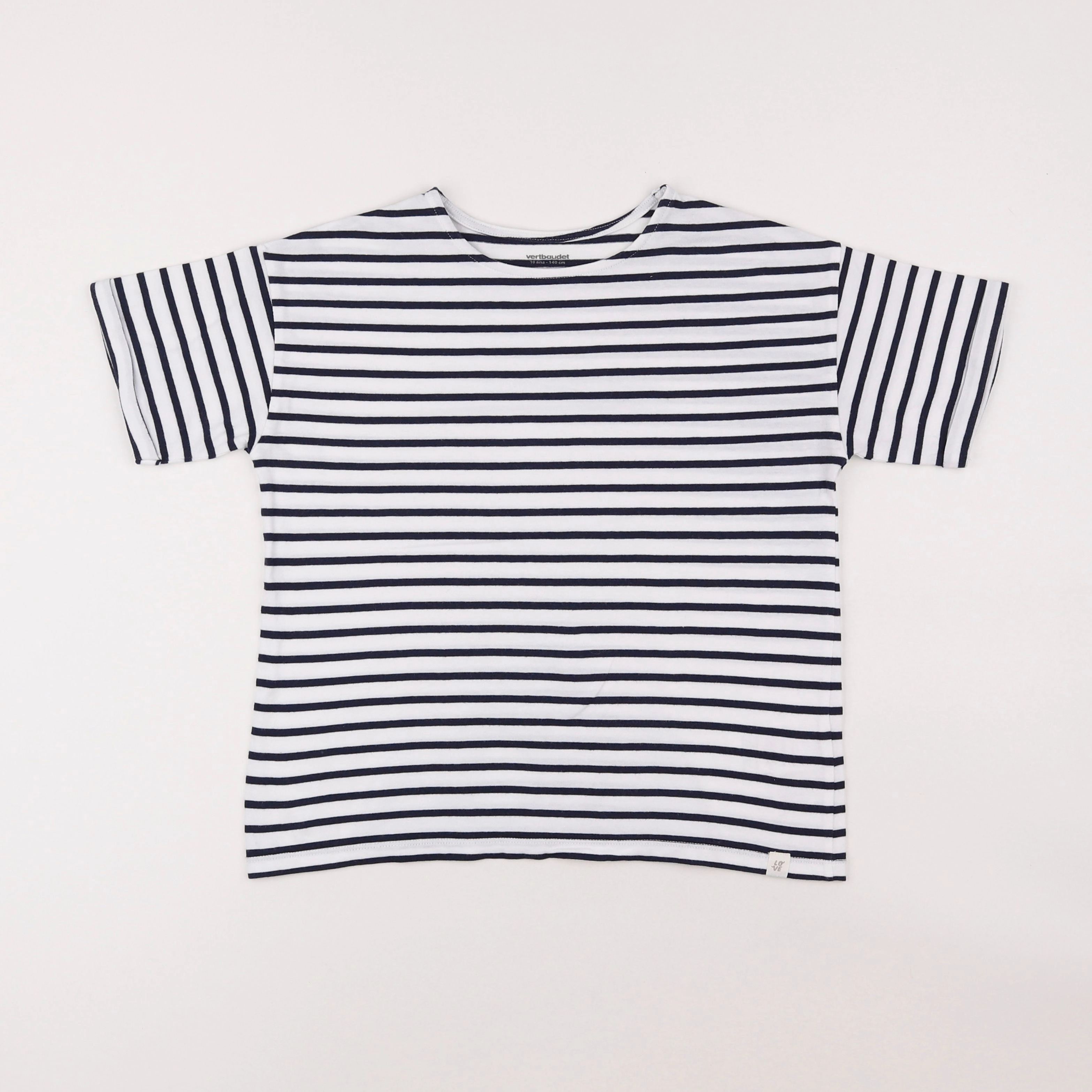 Vertbaudet - tee-shirt blanc, bleu - 10 ans