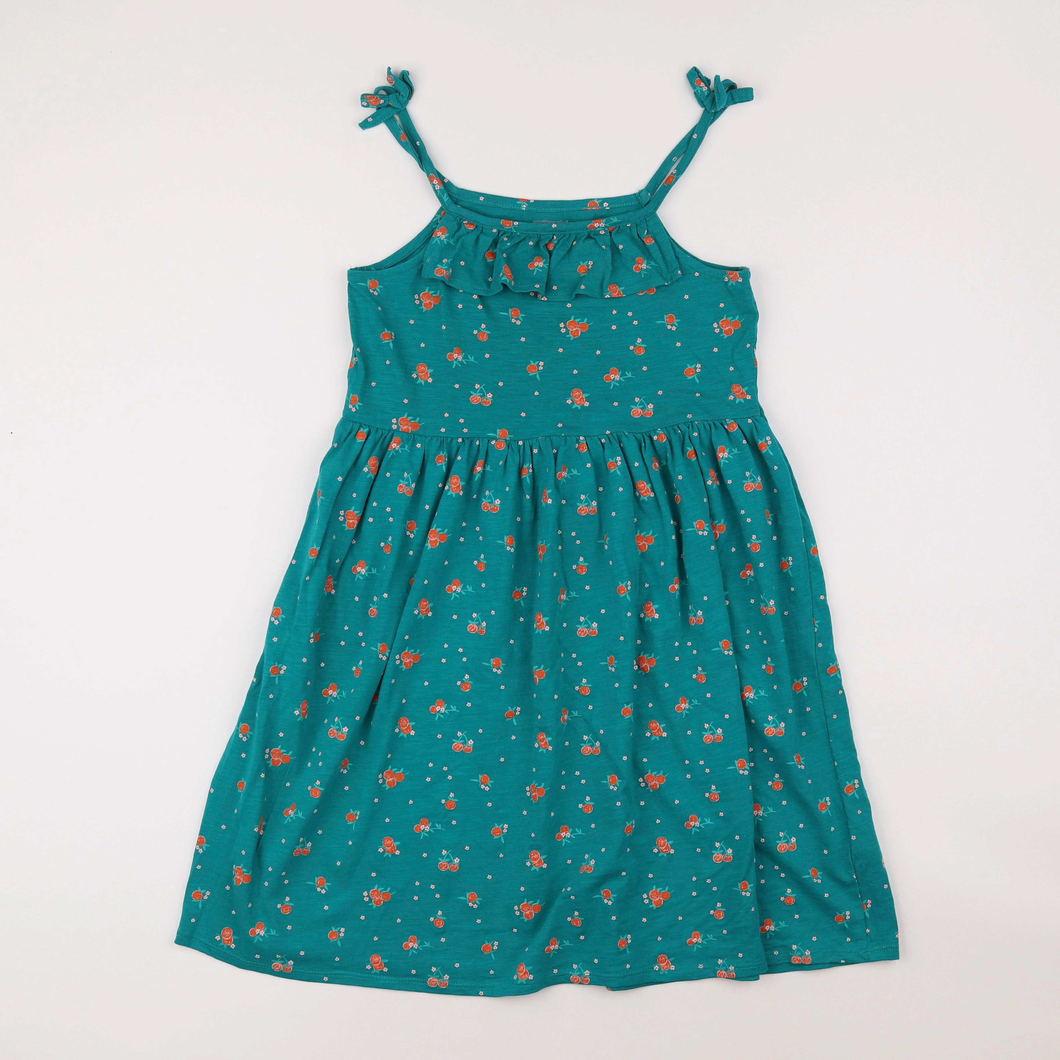 Vertbaudet - robe vert, orange - 12 ans