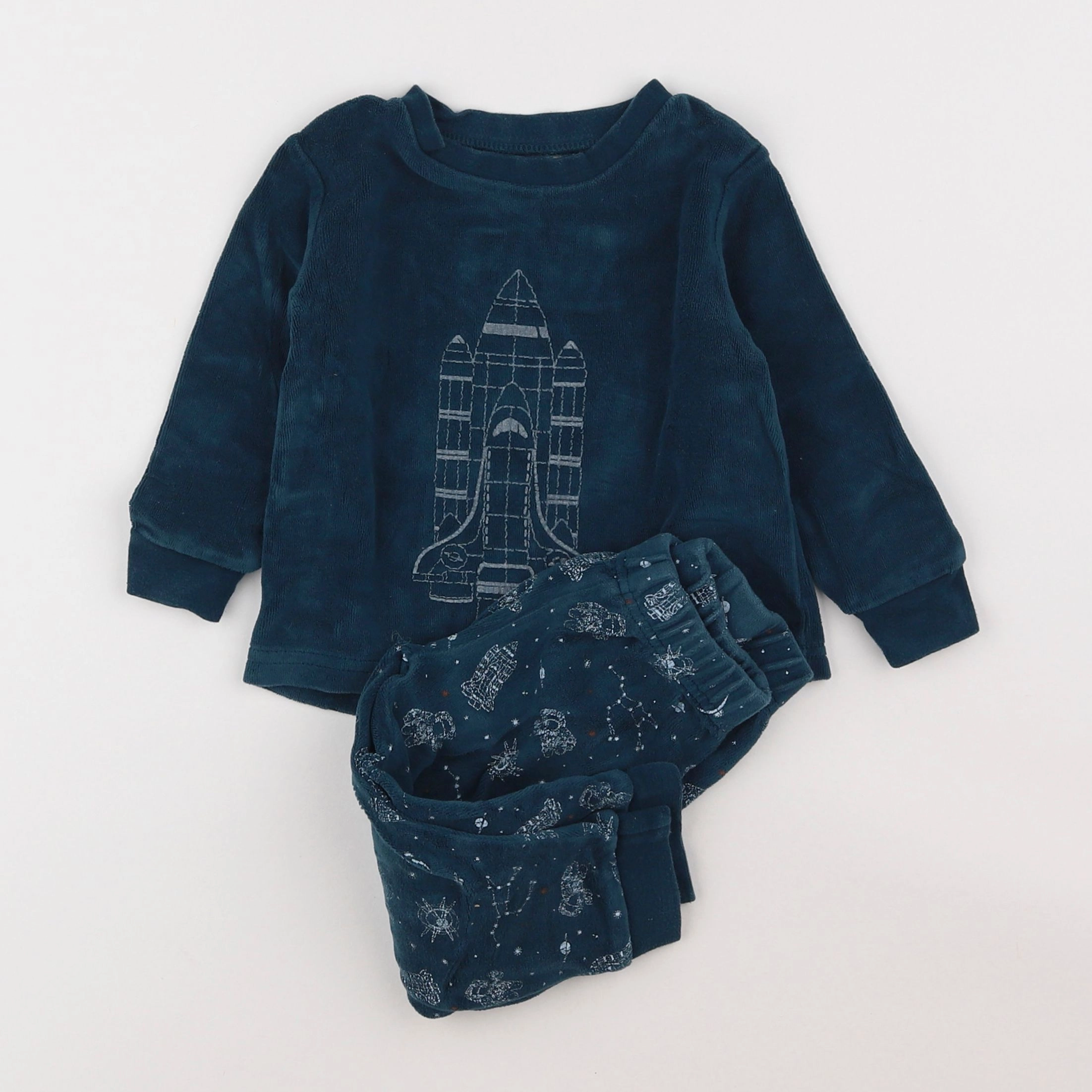 Vertbaudet - pyjama velours vert - 2 ans