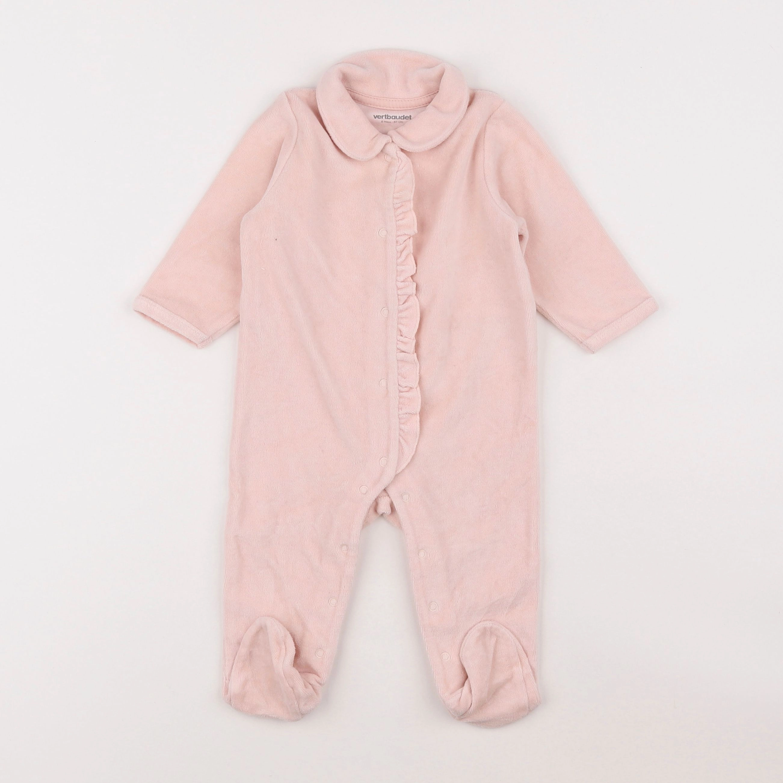 Vertbaudet - pyjama velours rose - 6 mois