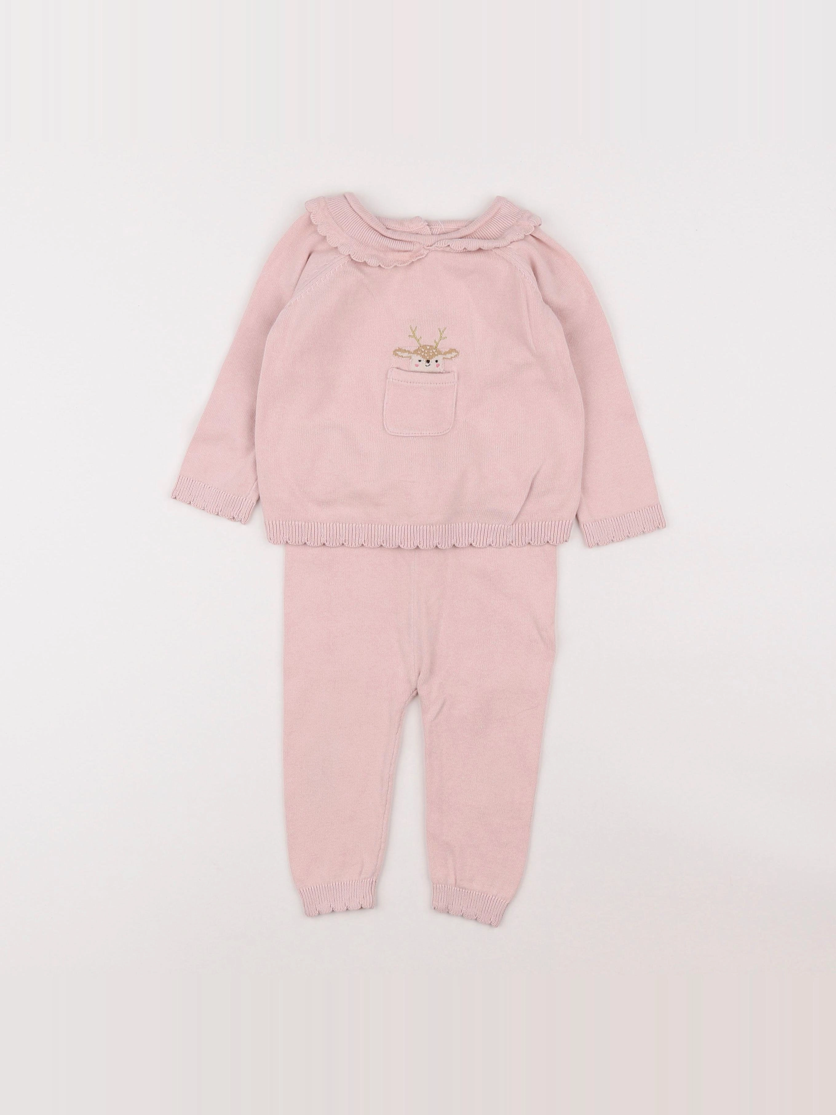 Vertbaudet - ensemble rose - 12 mois
