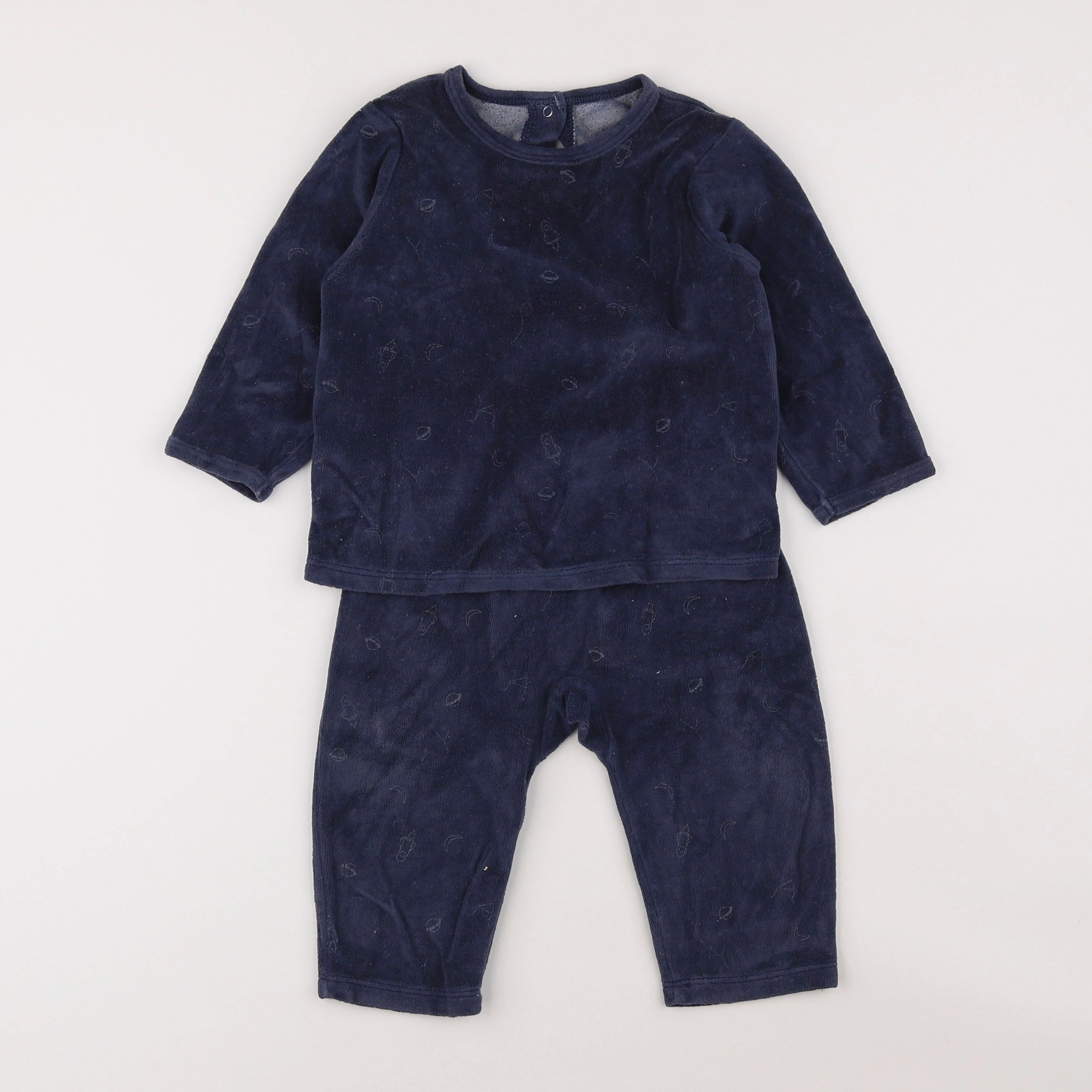 Vertbaudet - pyjama velours bleu - 18 mois