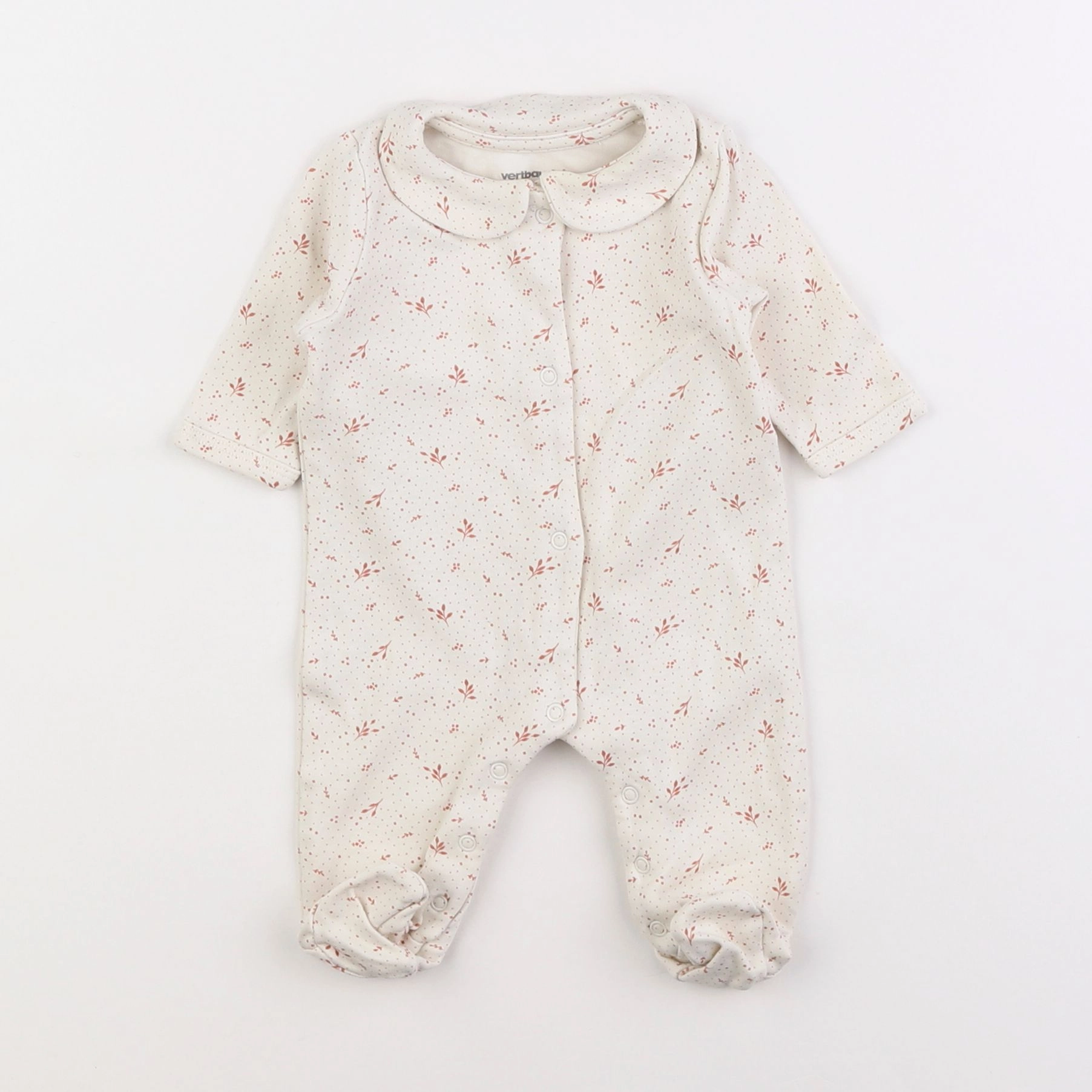 Vertbaudet - pyjama coton beige - 1 mois