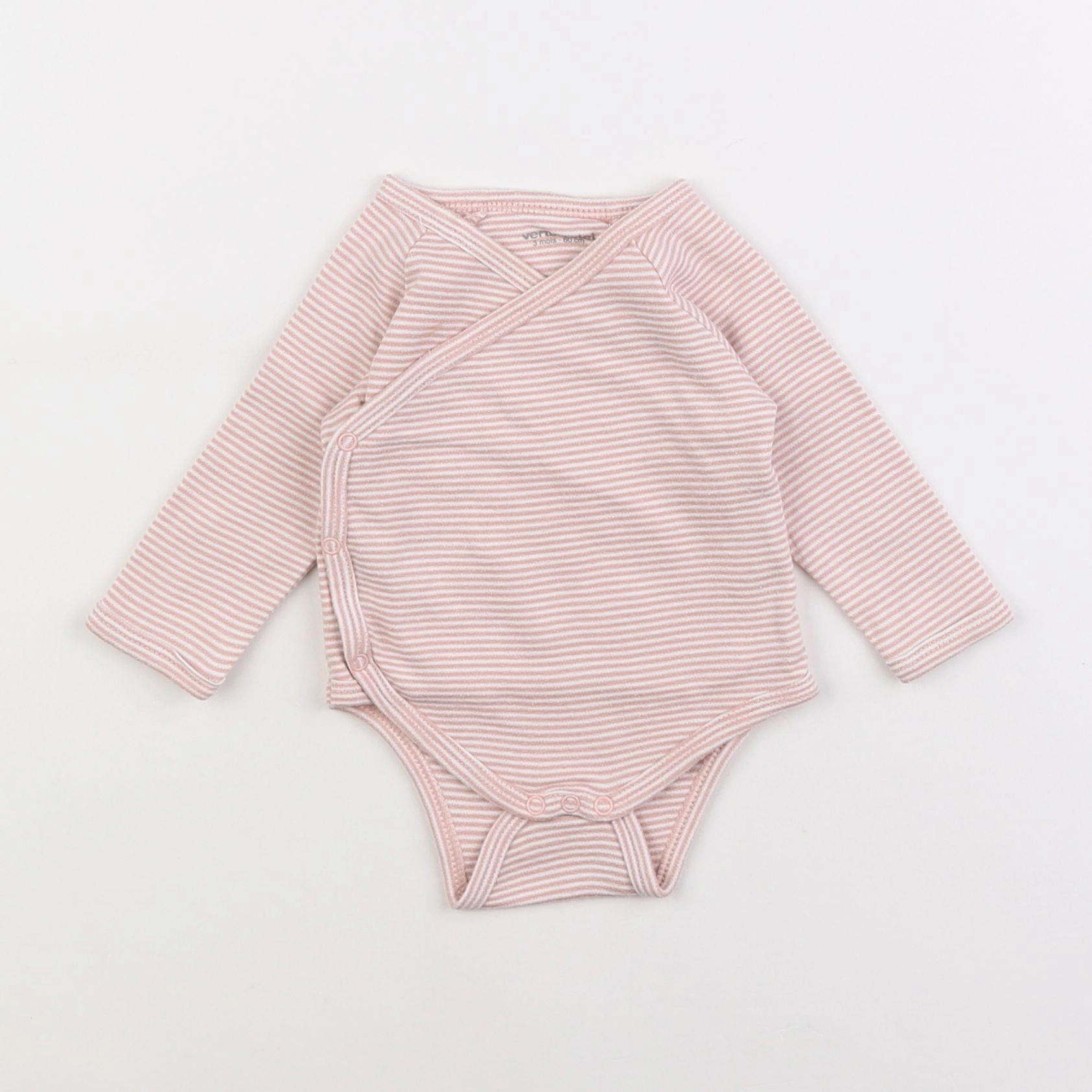 Vertbaudet - body blanc, rose - 3 mois