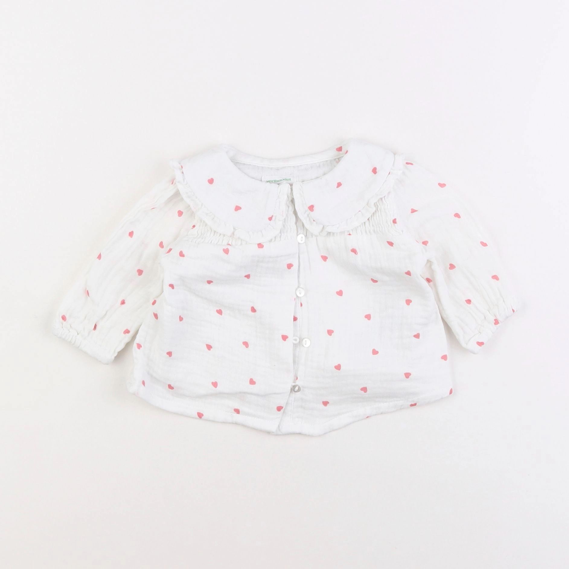 Vertbaudet - blouse blanc, rose - 3 mois