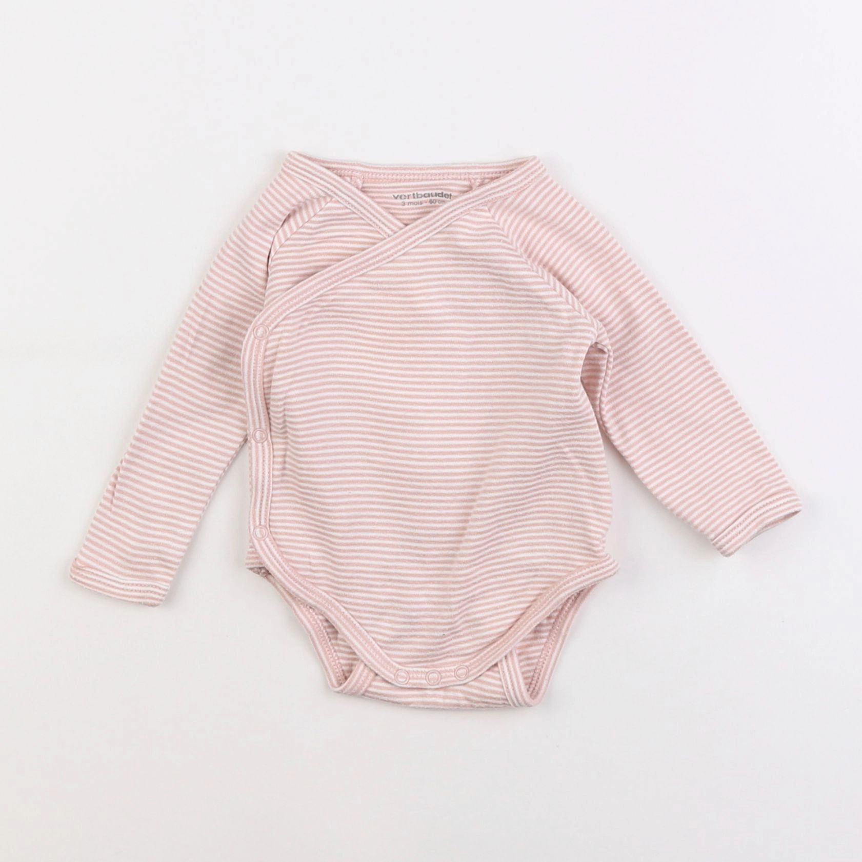 Vertbaudet - body blanc, rose - 3 mois