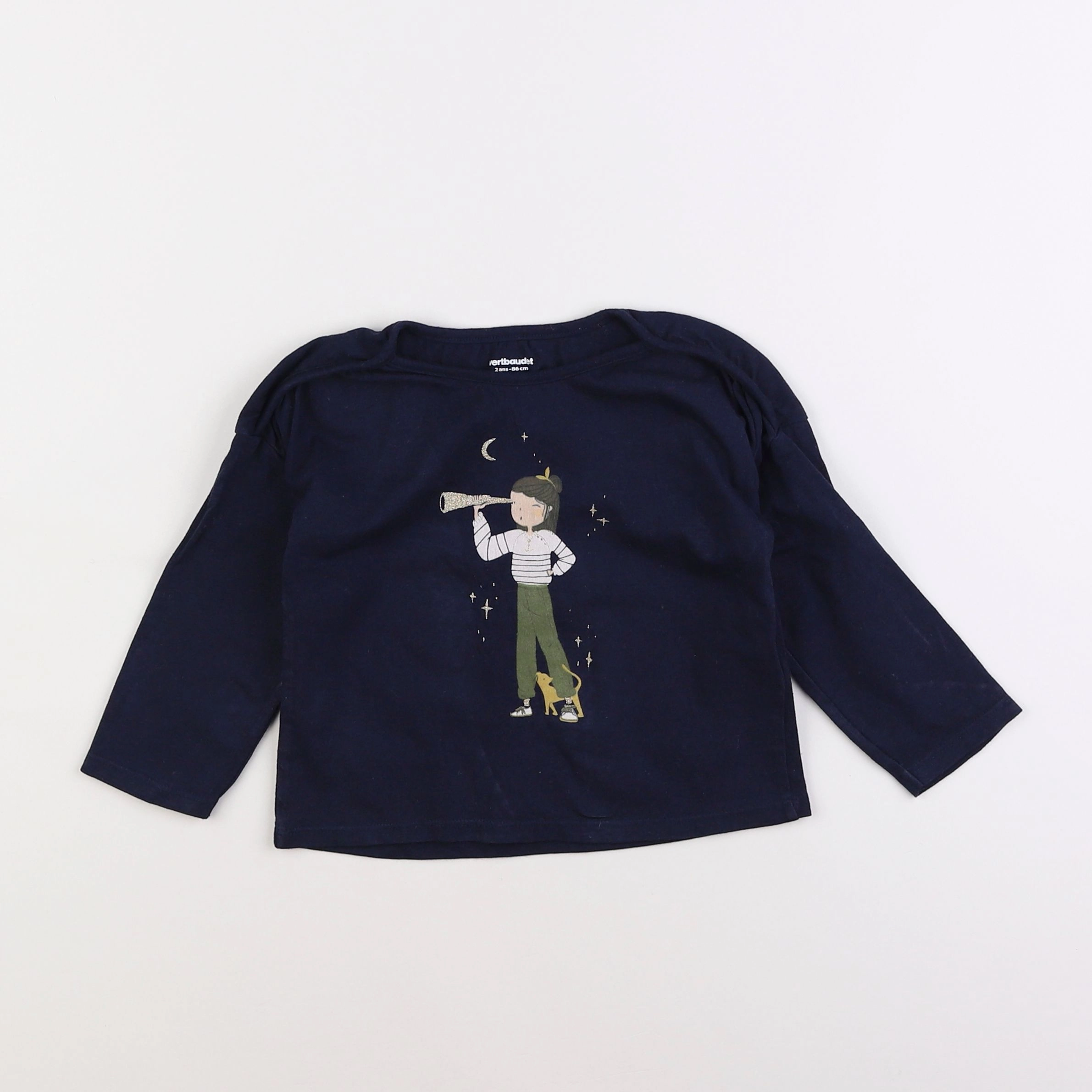 Vertbaudet - tee-shirt bleu - 2 ans